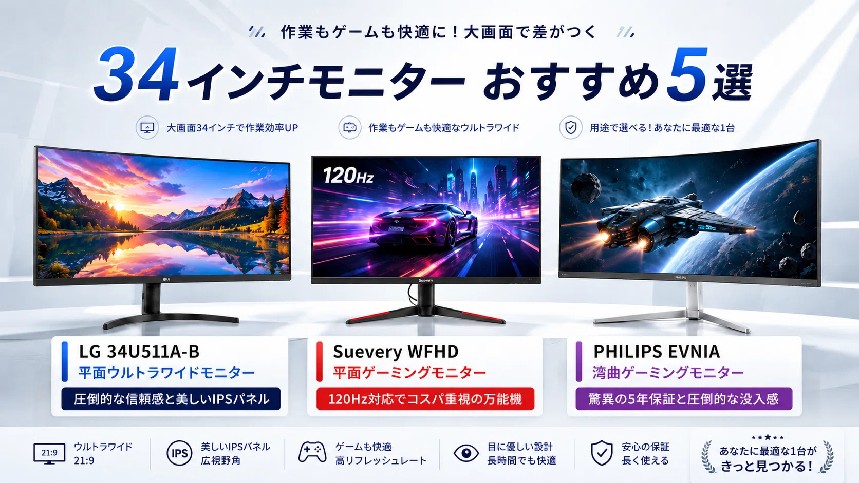 失敗しない！34インチモニターおすすめ5選｜初心者向け厳選モデル