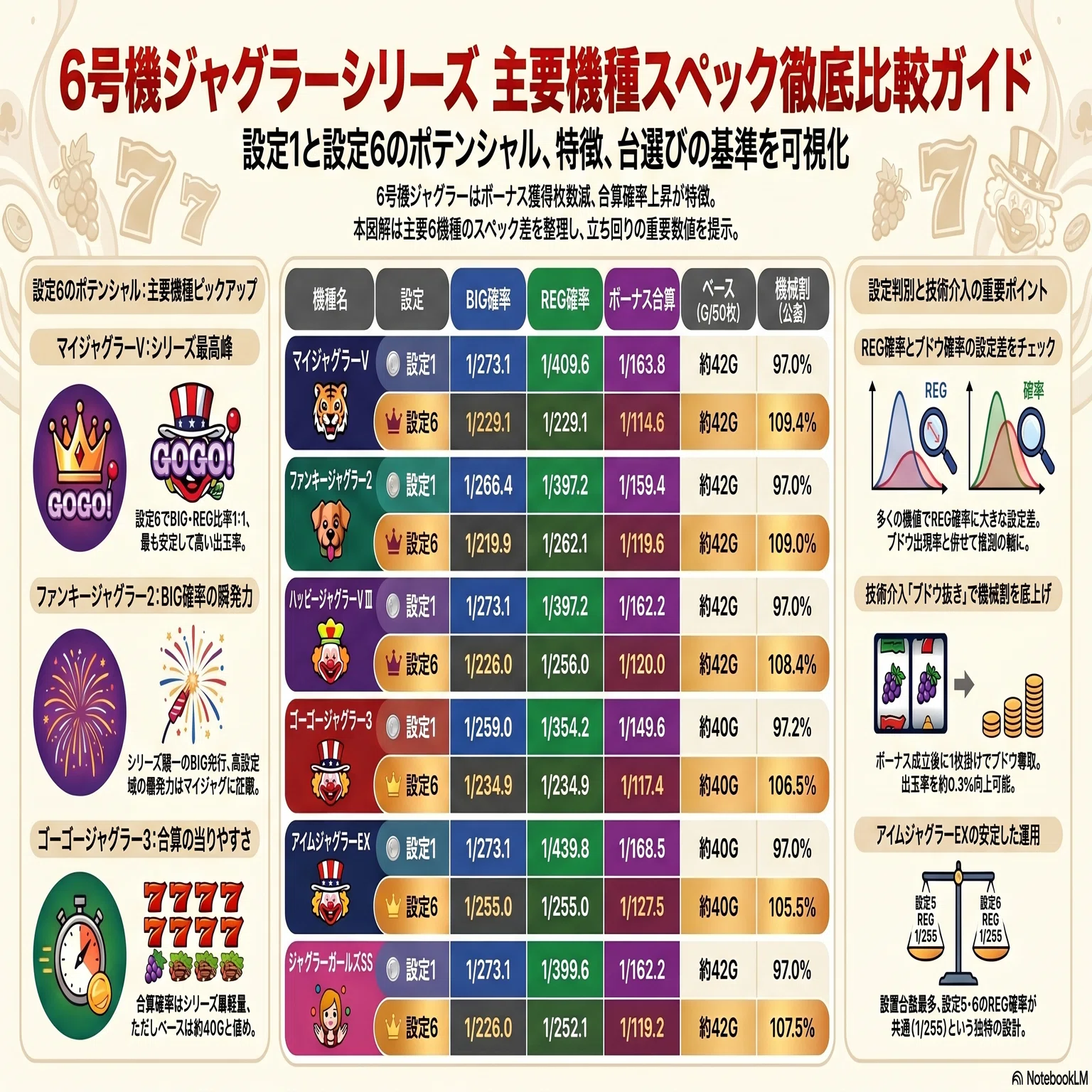 6号機ジャグラーシリーズ 市場収益性・スペック完全比較分析｜アスクラ