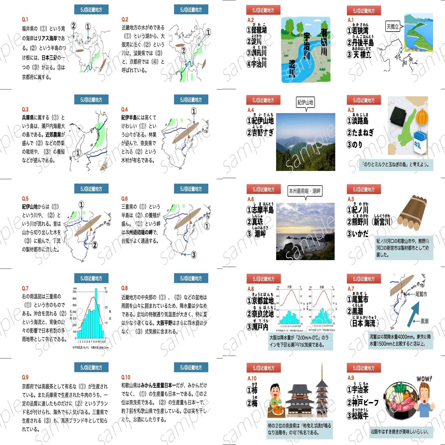 小5上⑬「近畿地方」暗記カード(増補改訂）｜めじろ@中学受験社会のブログ