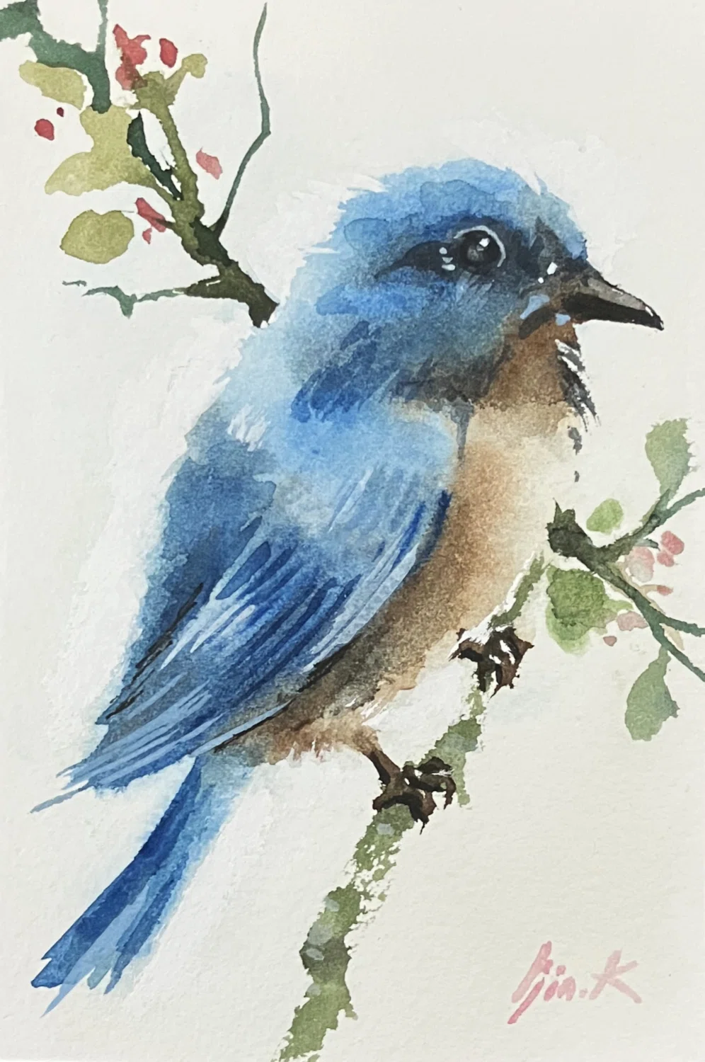 鳥の水彩画/湿らした水彩紙を使う｜Ijin（維人）