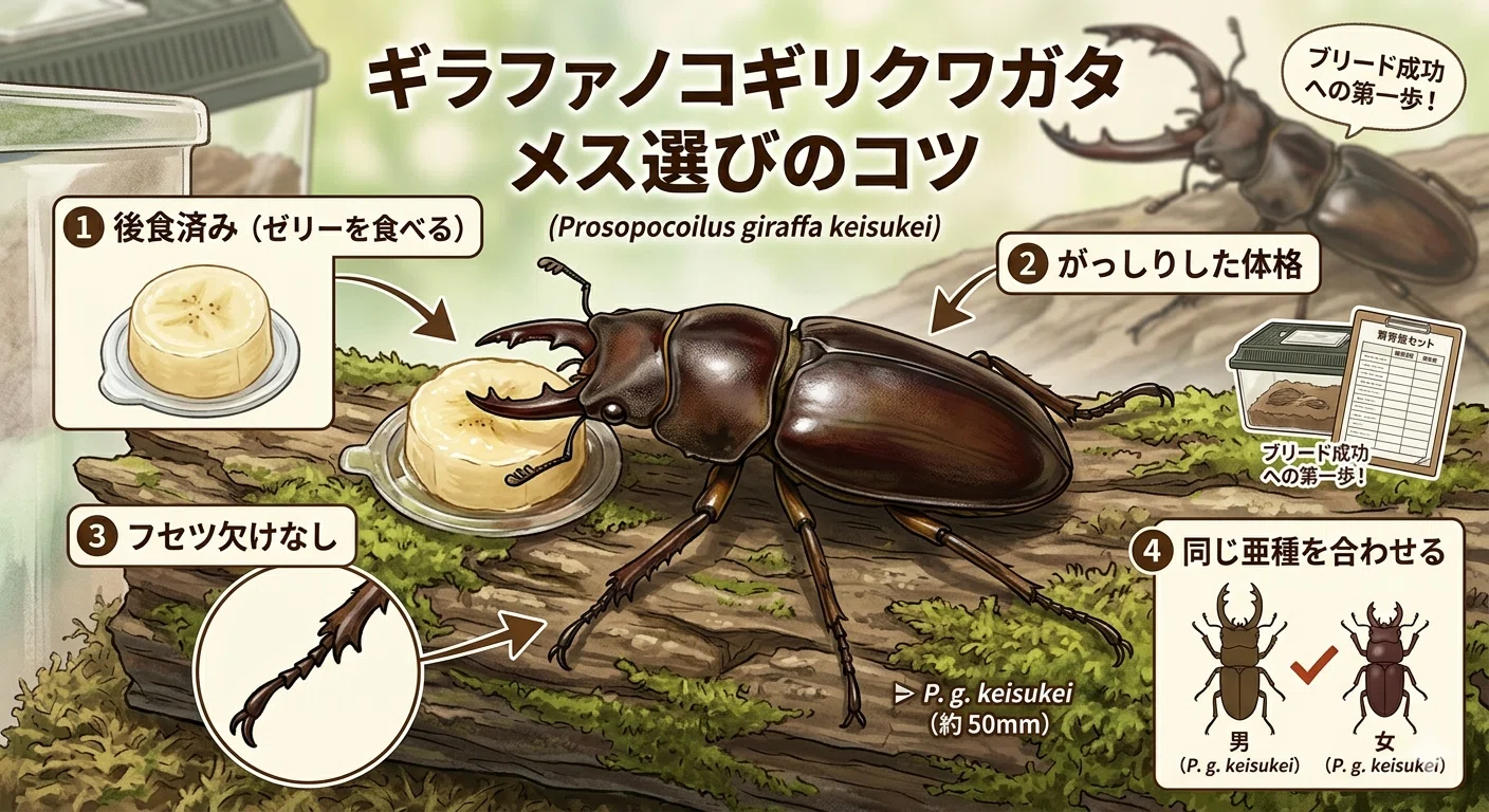 メスのギラファノコギリクワガタの選び方｜水陸両用さえずり・ログ