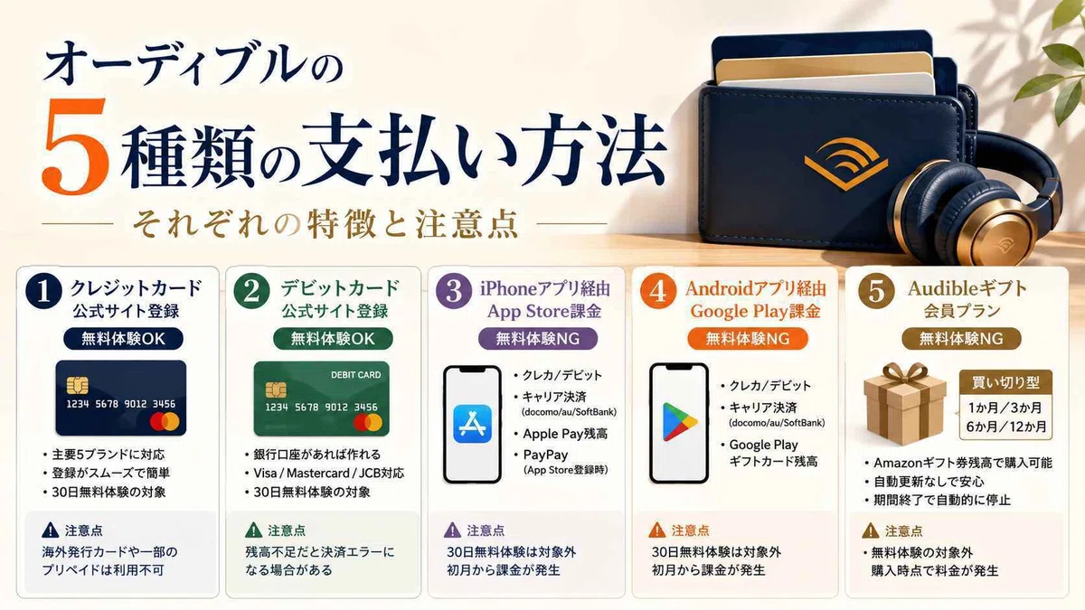 Standardize Method 5 Audible Payment Methods and How to Sign Up Without a Credit Card|みさき ...