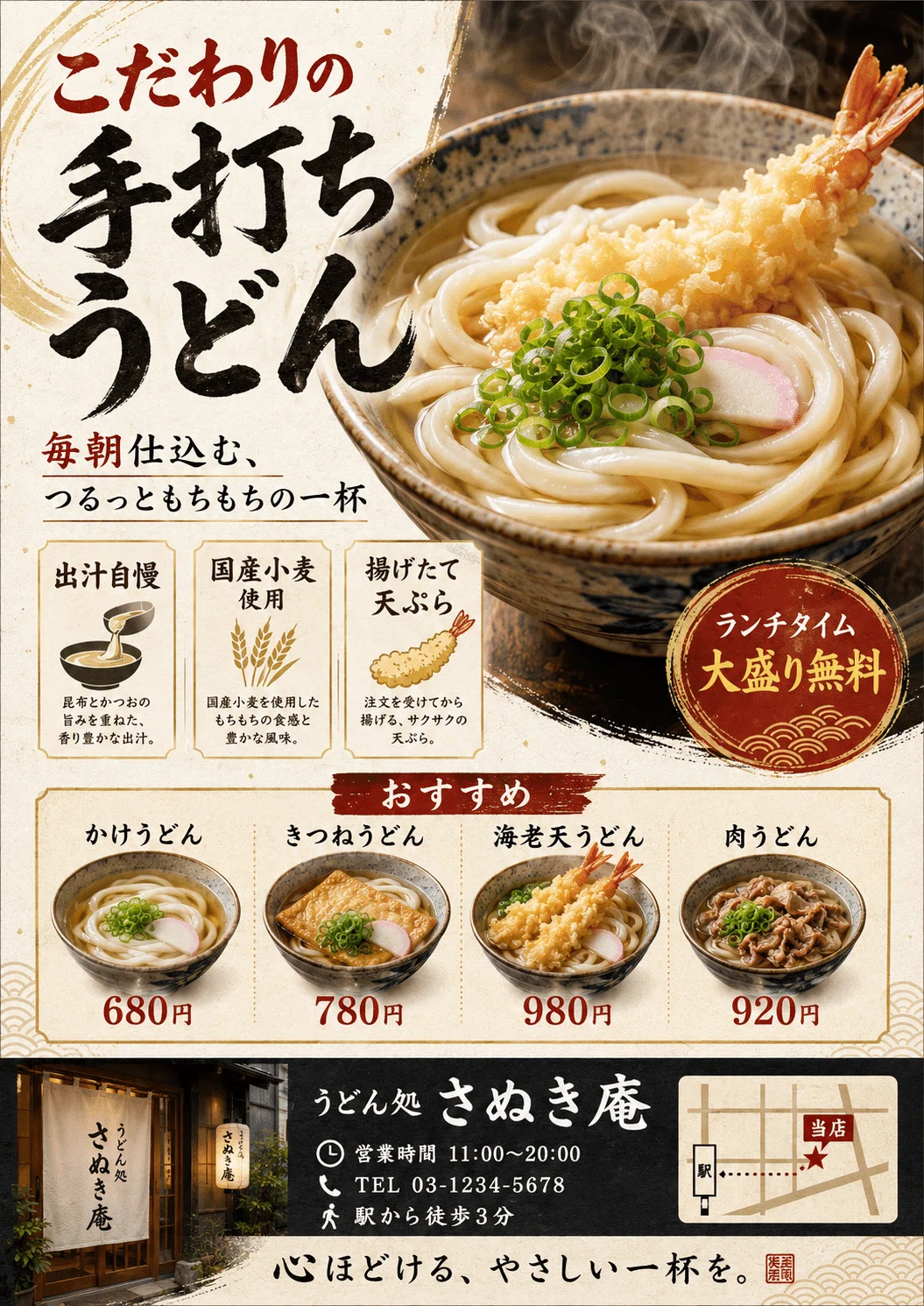 GPT image 2で『うどん屋のチラシ』を100枚作ってみた！10代〜90代の
