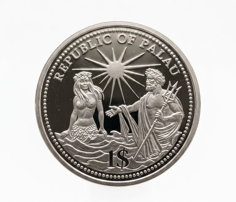 パラオ　記念硬貨　1994年 魅惑のカラーコイン】1994年 パラオ独立記念 1ドル硬貨（オウムガイ