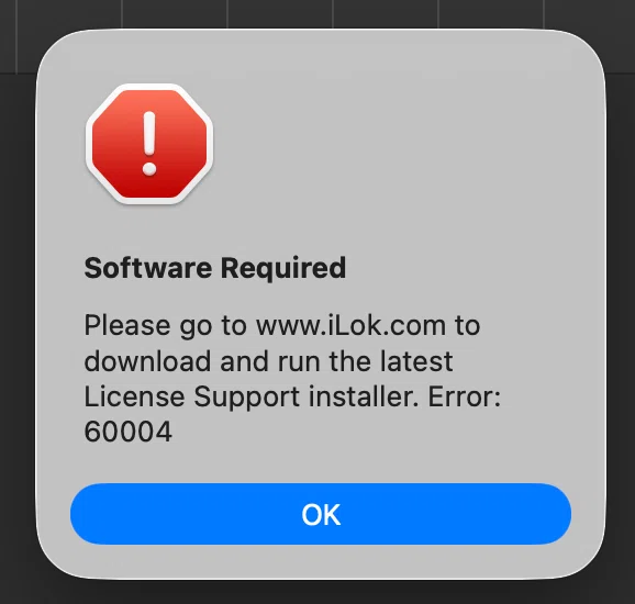 Logic Pro 12でのエラー・メッセージError:60004｜株式会社