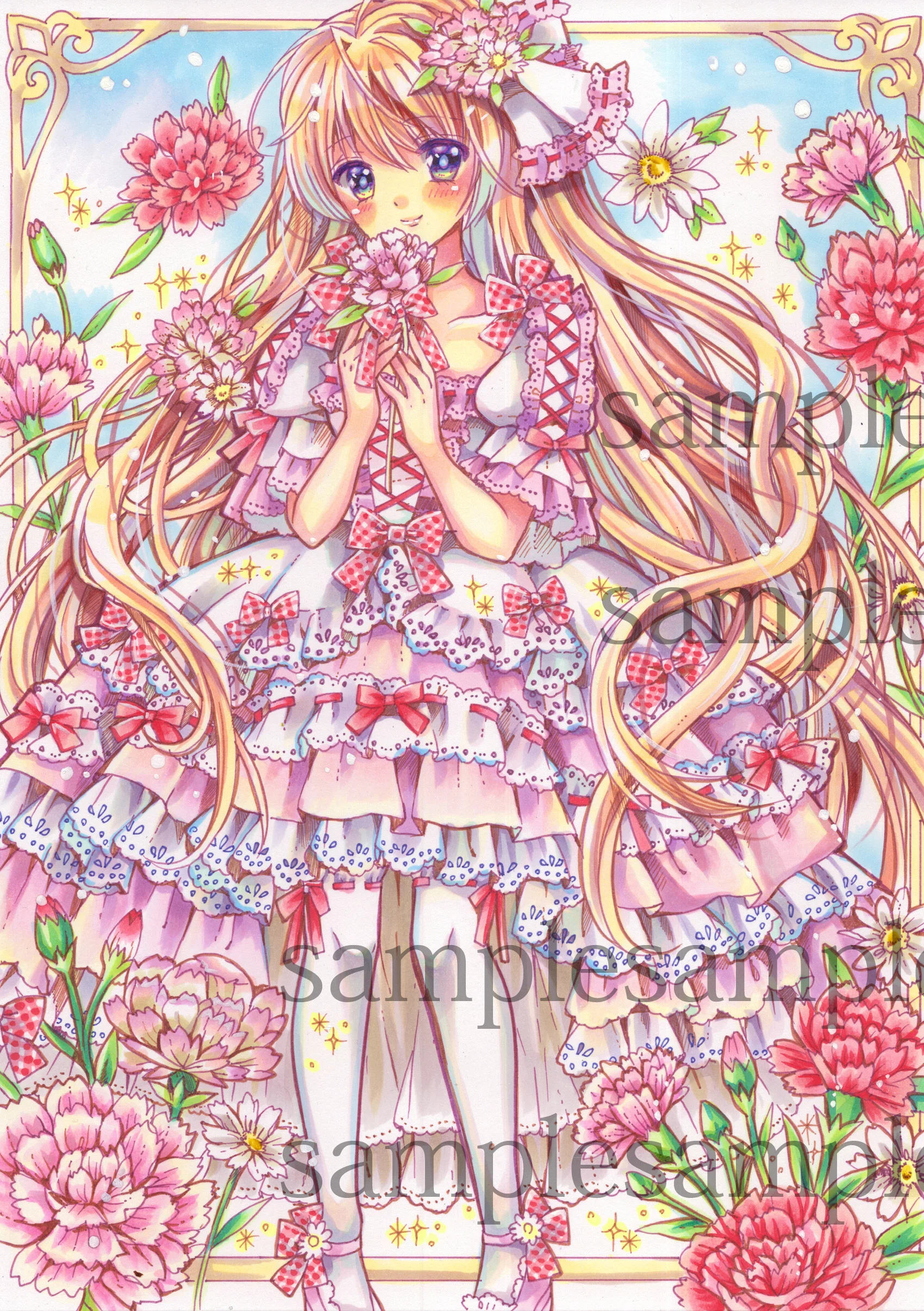 コピック原画】「ありがとう」の魔法。カーネーションの女の子