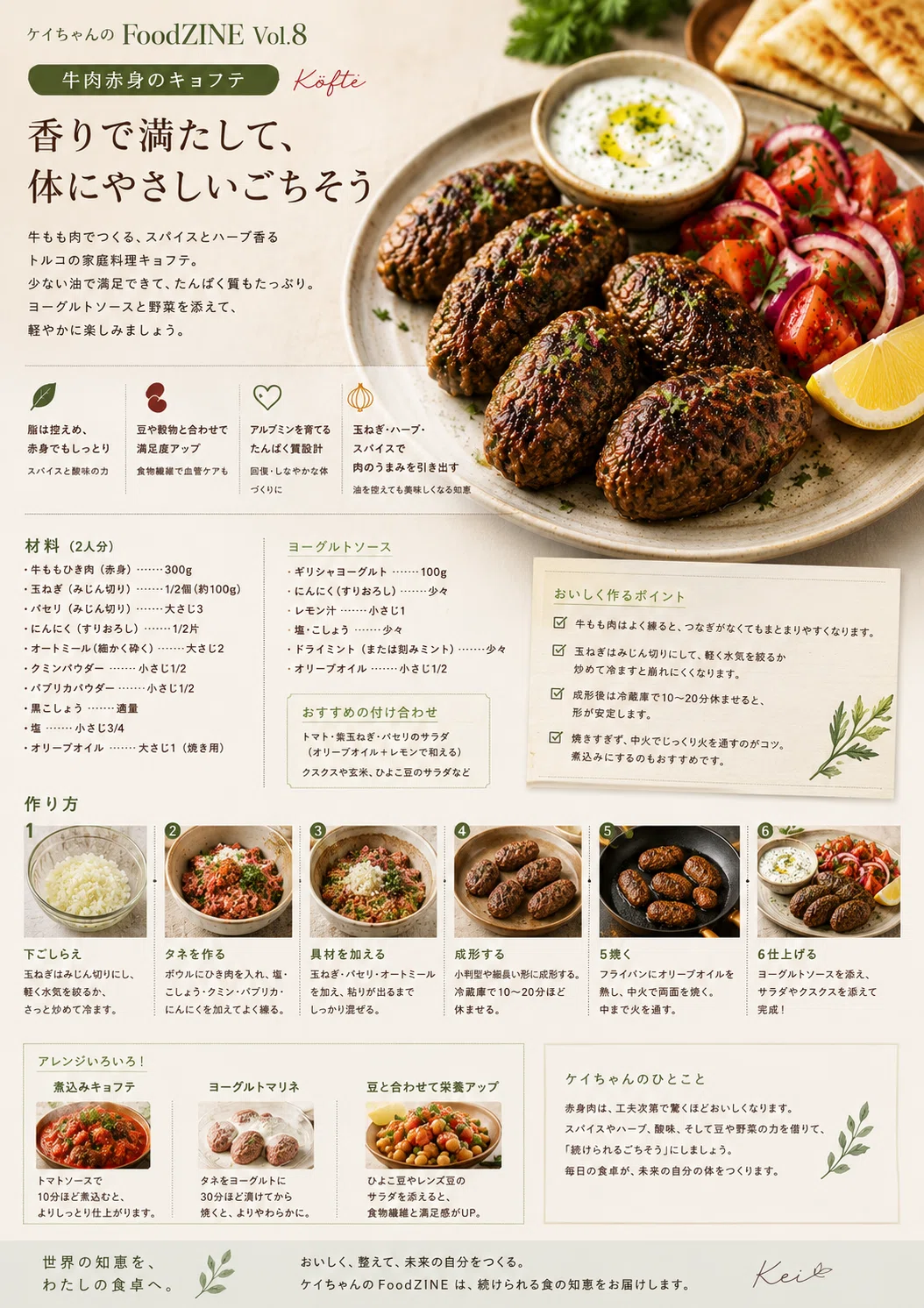 ケイちゃんのFoodZINE Vol.8 食で旅するシリーズ②トルコのキョフテ l