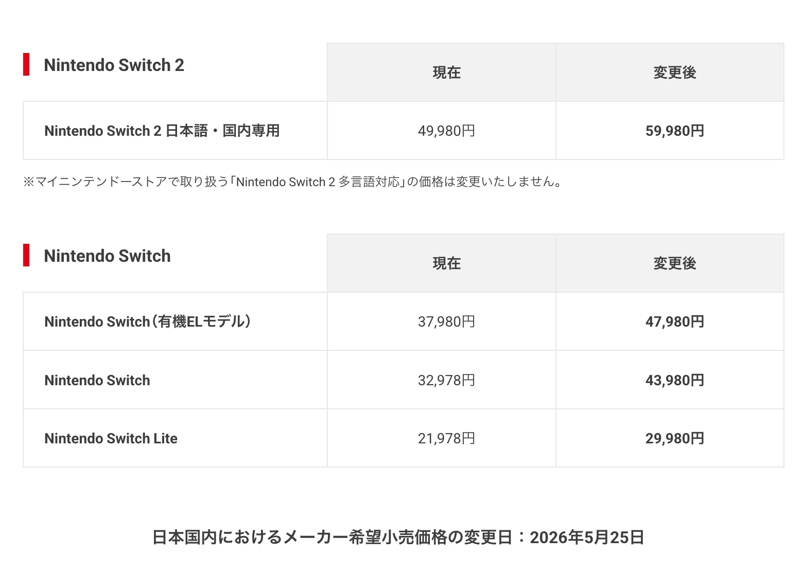 任天堂 Switch 2 / Switch / Switch Lite / Nintendo Switch Online の