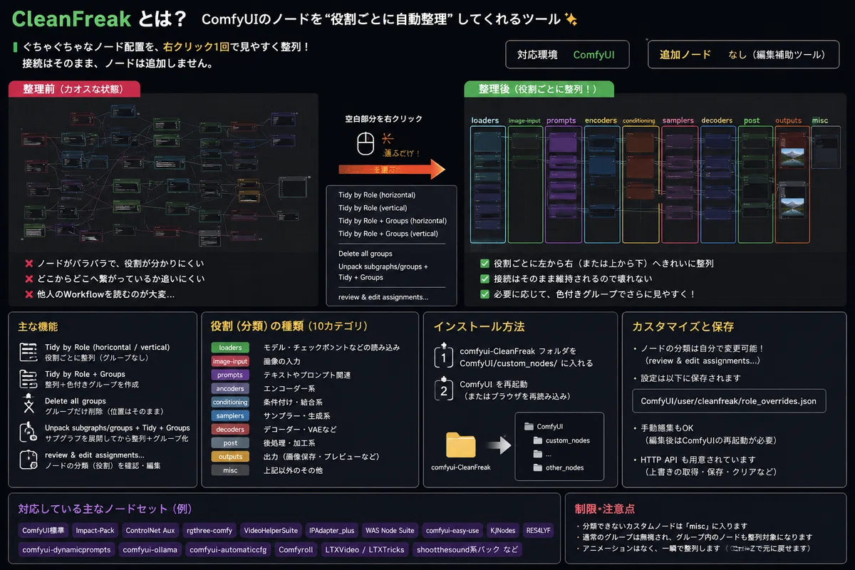 ComfyUI勢は全員入れるべき整理ツール CleanFreak｜わりびきちゃん | Claude skill開発 | AI情報