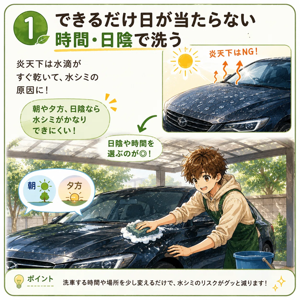 洗車したのに水シミが…｜水シミを防ぐコツ7選｜はふた｜洗車知識と道具メモ
