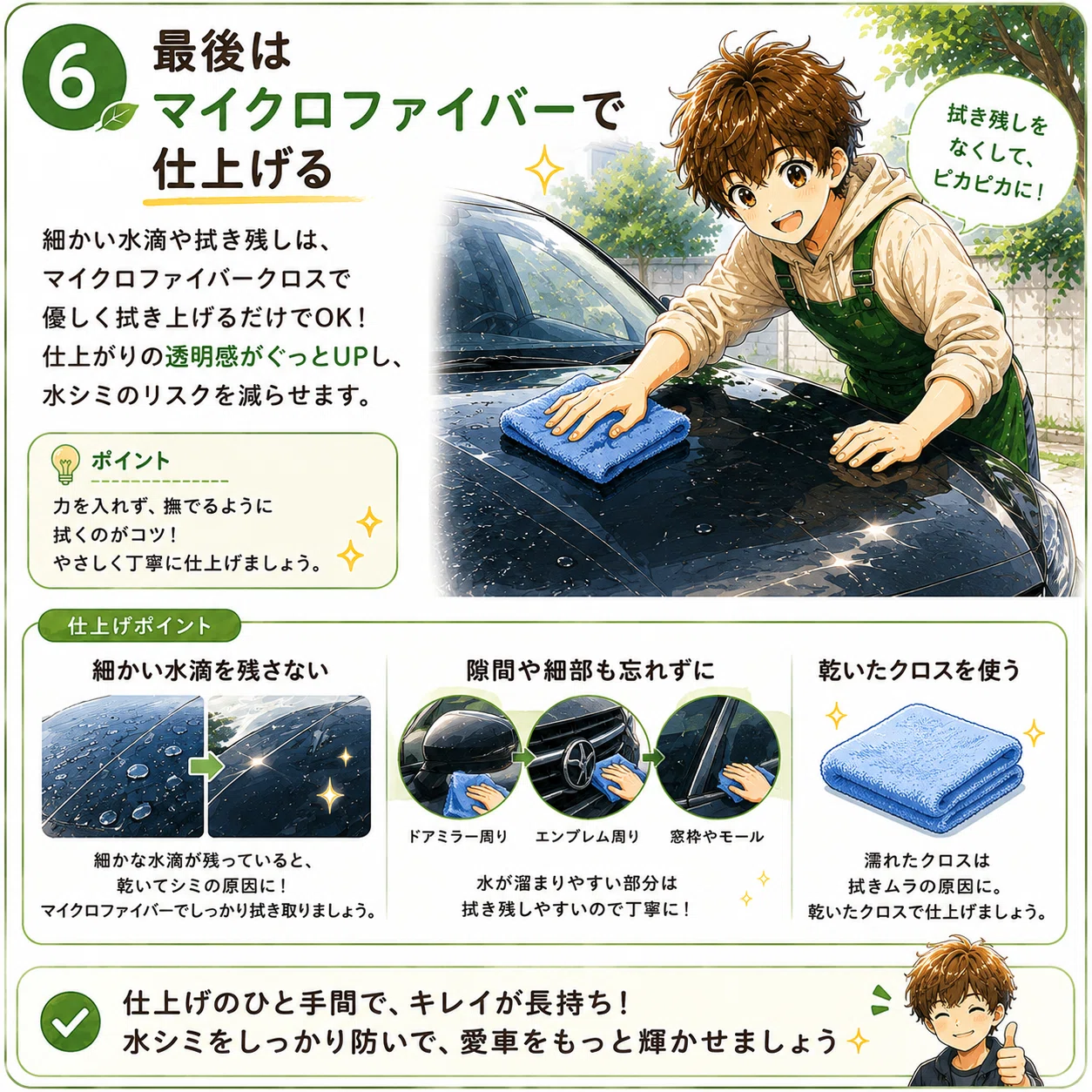 洗車したのに水シミが…｜水シミを防ぐコツ7選｜はふた｜洗車知識と道具メモ