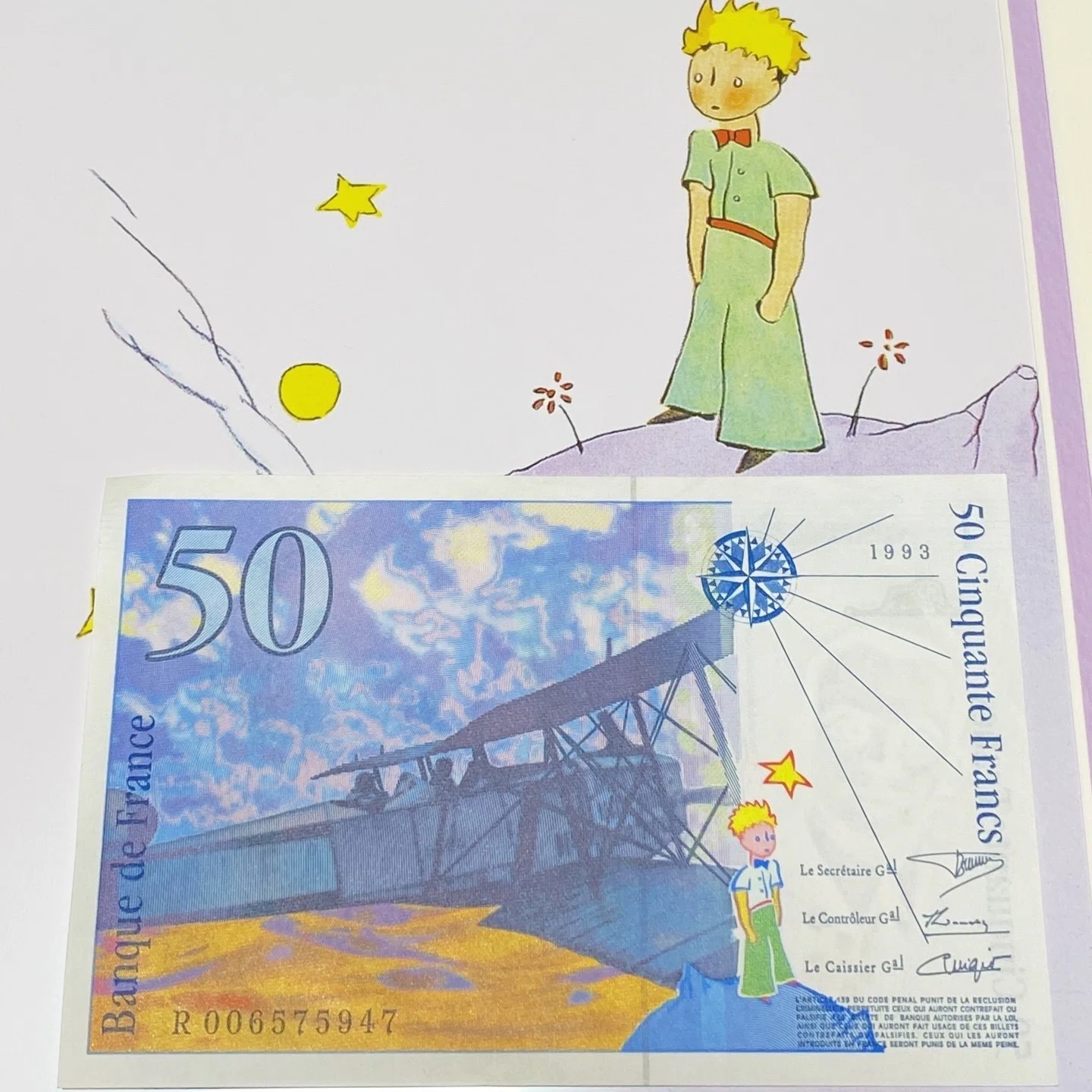 5月9日］50フラン紙幣を見てみたら、そこにはサン=テグジュペリの人生