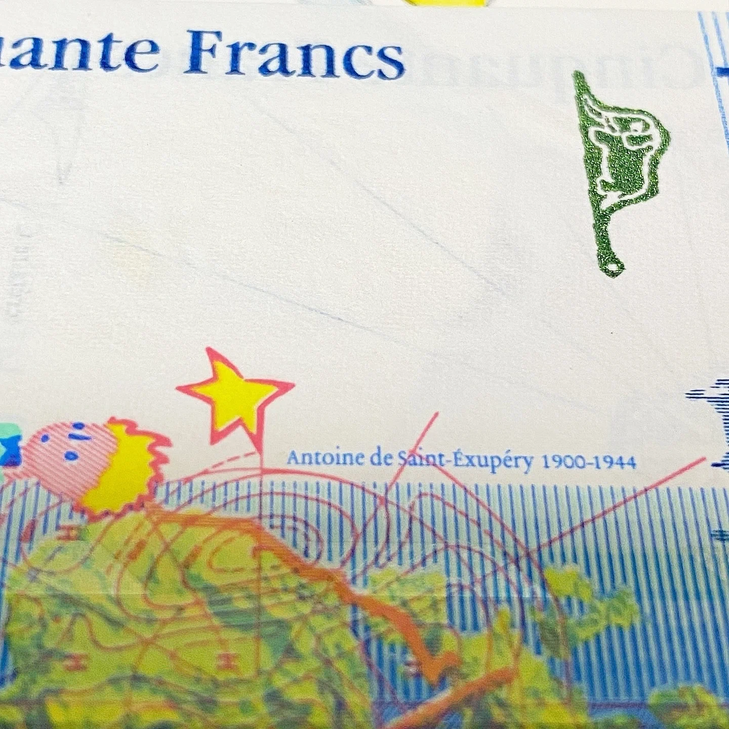 5月9日］50フラン紙幣を見てみたら、そこにはサン=テグジュペリの人生