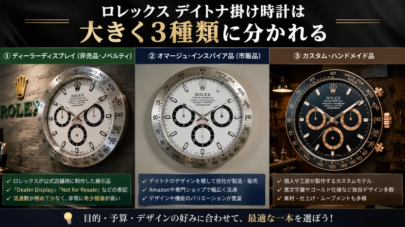 ロレックス デイトナ掛け時計の正体とは？本物・ディーラー展示品