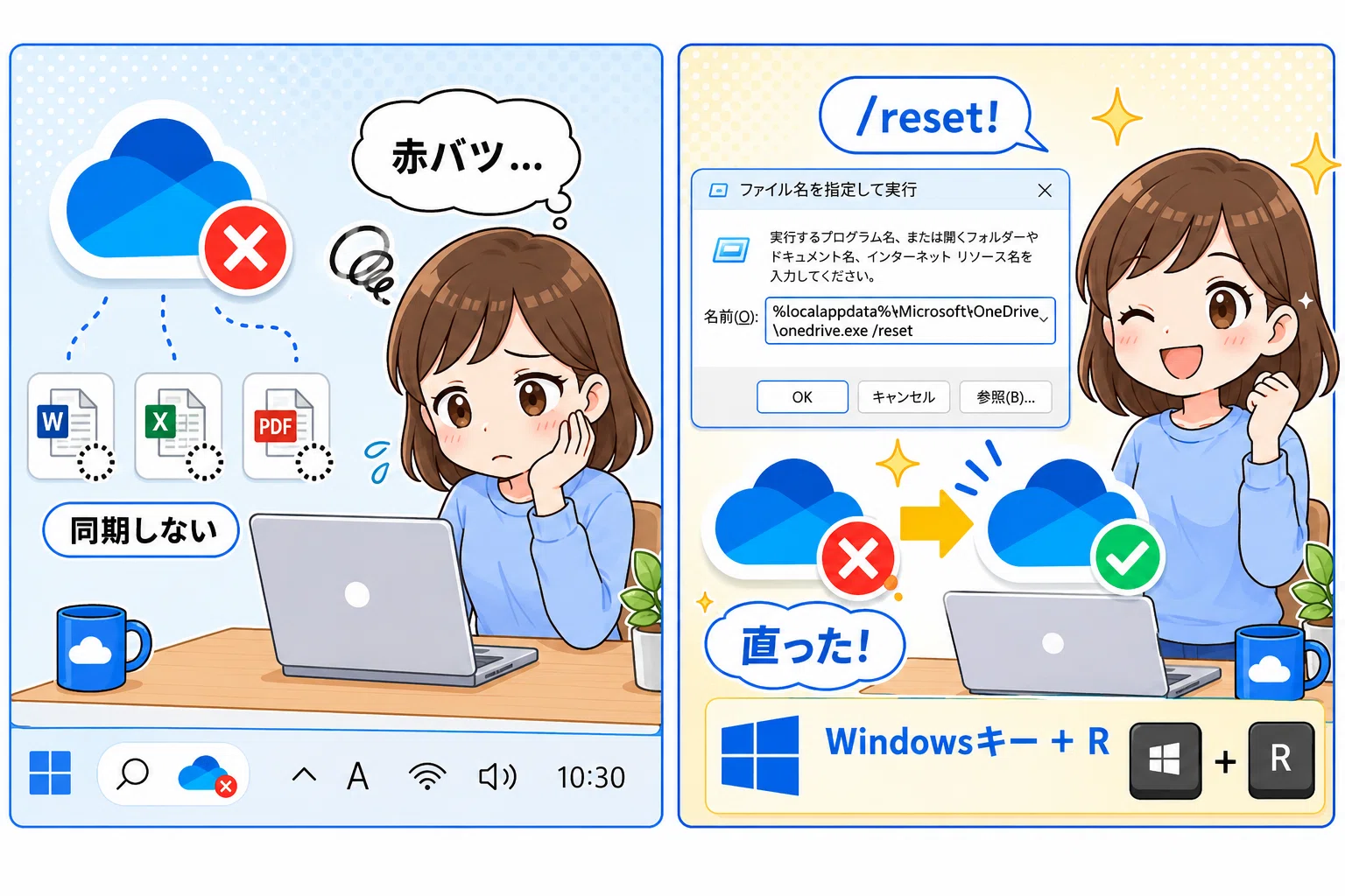 OneDrive同期エラー解決！赤バツを消すプロのコマンド術｜中古パソコン