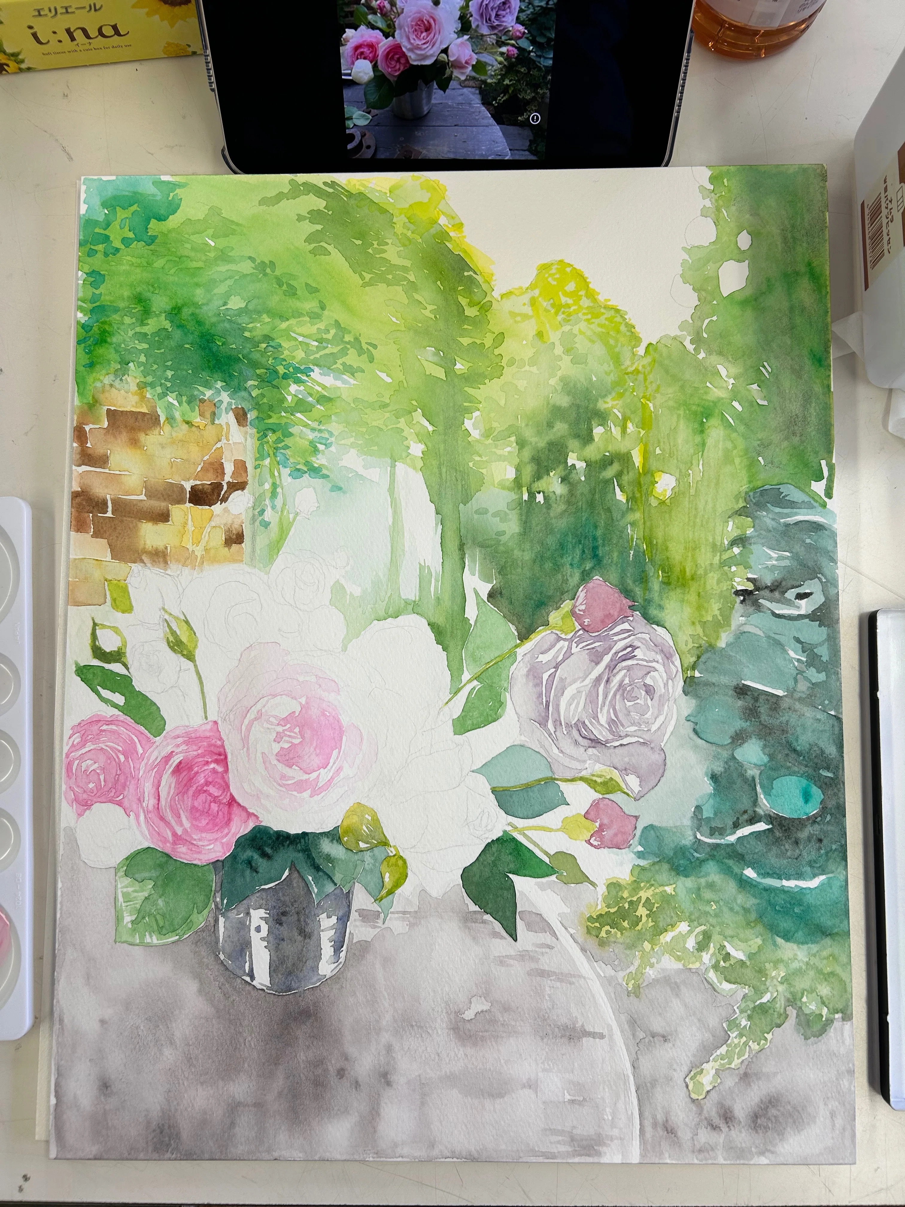 いつもどんなときも〜水彩画 No Words. A Watercolor Comes to Life in 1 Hour - YouTube
