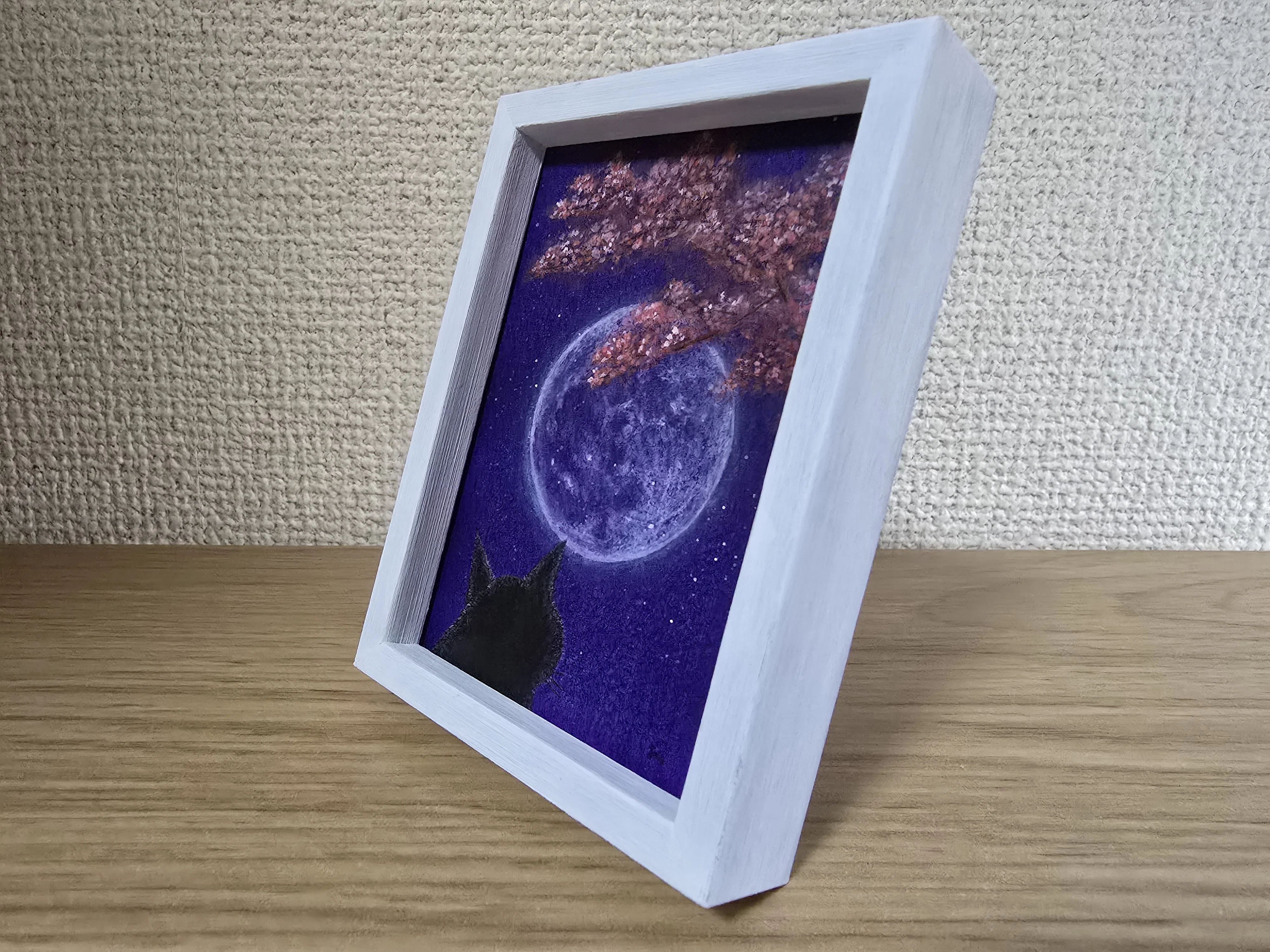 躑躅月夜』～黒猫の旅シリーズ アクリル画紹介～｜絵描きのクロスケ