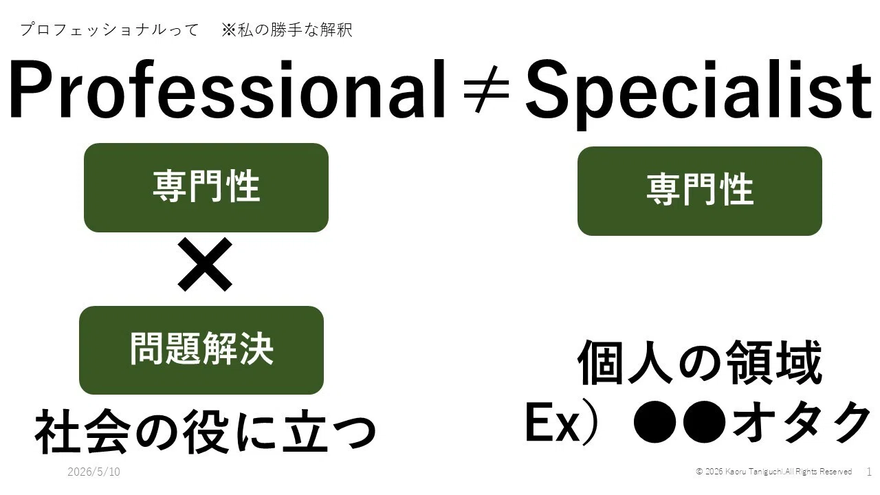 プロフェッショナルとは｜たにぐちかおる