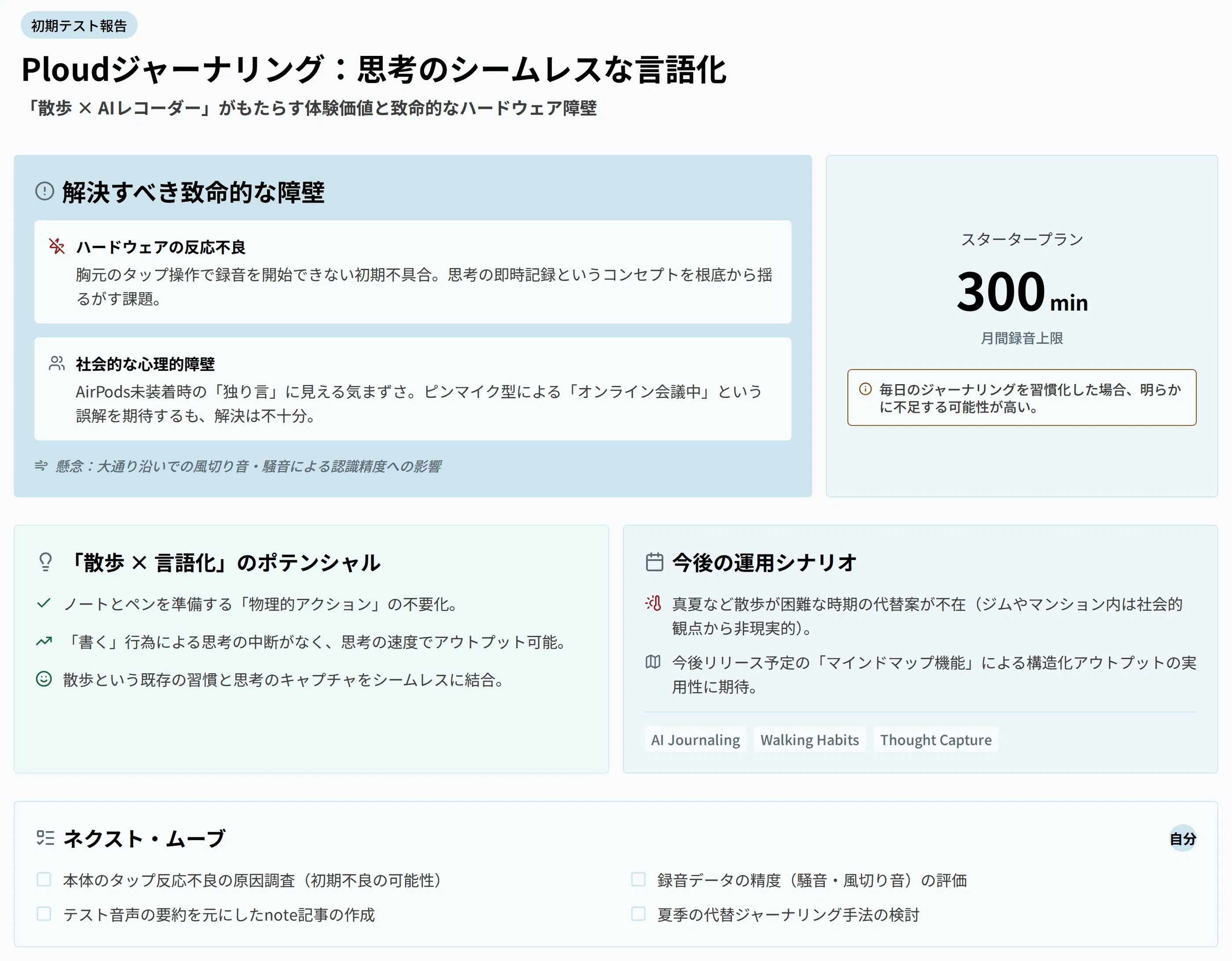 AIボイスレコーダー「Plaud」による散歩ジャーナリング：初期テスト 