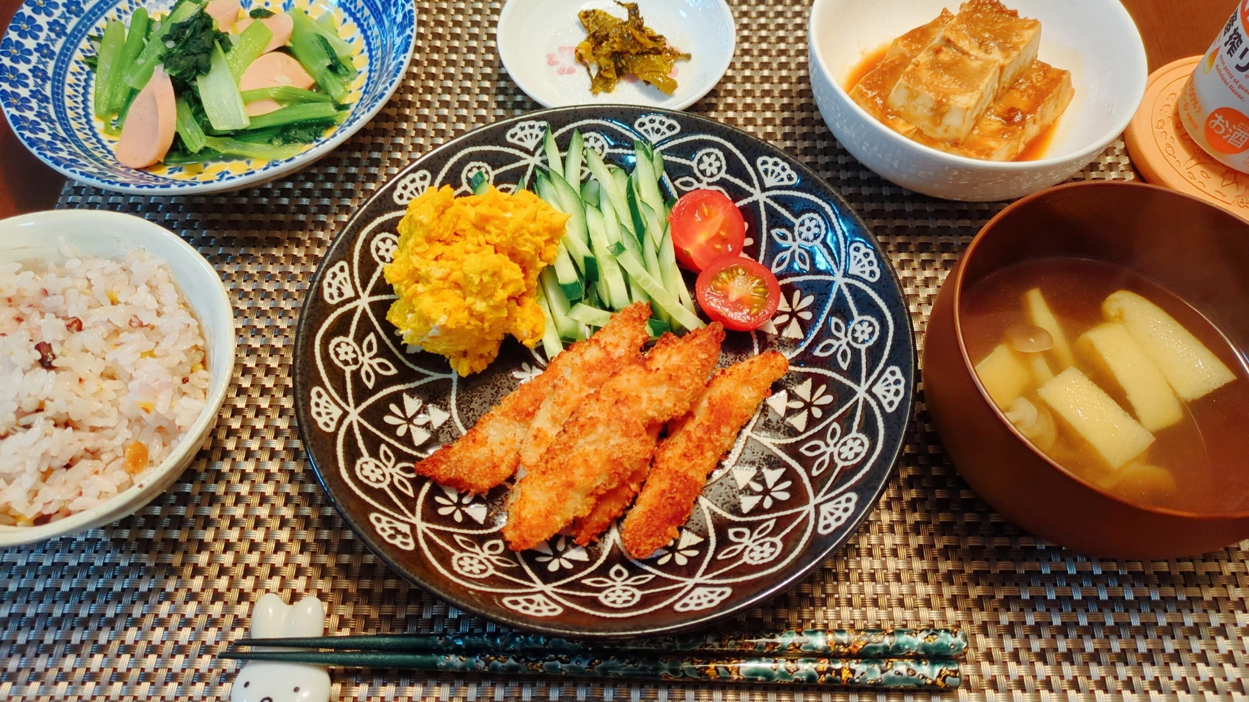 昨日の夜ごはん｜ササミフライ定食＆残りタレで豆腐田楽｜夜ごはんを