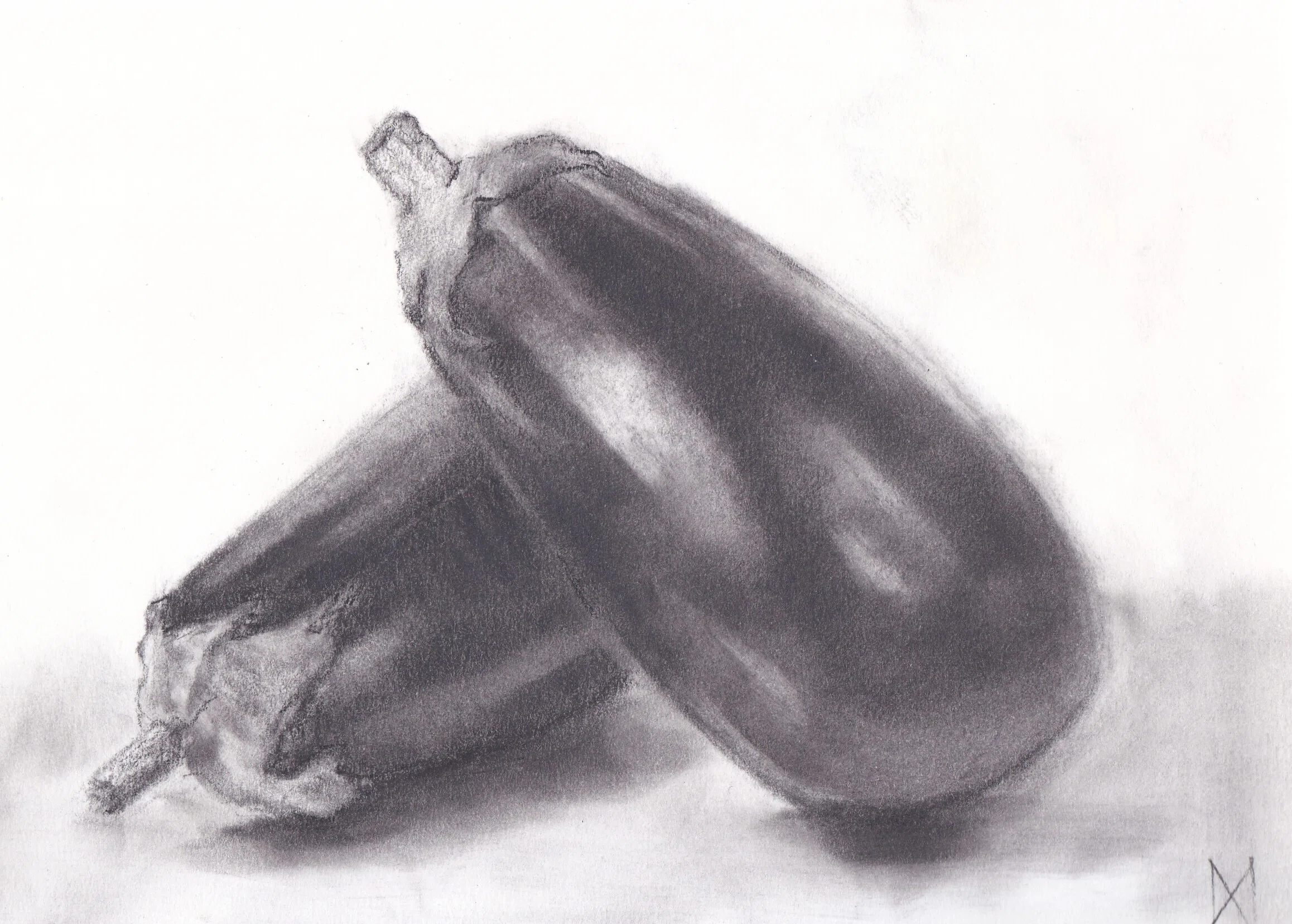 寄り添う茄子【スケッチ・お絵描き・絵画】｜べそかきアルルカン