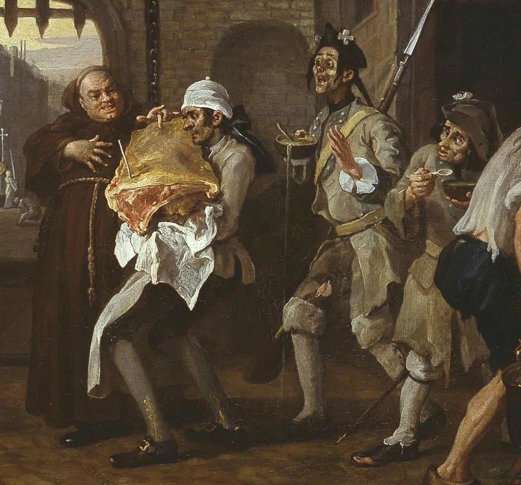 唸るローストビーフ、炸裂する皮肉】ホガース『古き良き英国の