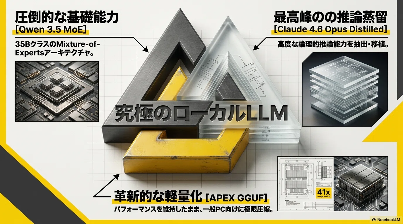 ローカルLLMの新基準？：Qwen3.5-35B-A3B-Claude-Distilled-APEX-GGUF