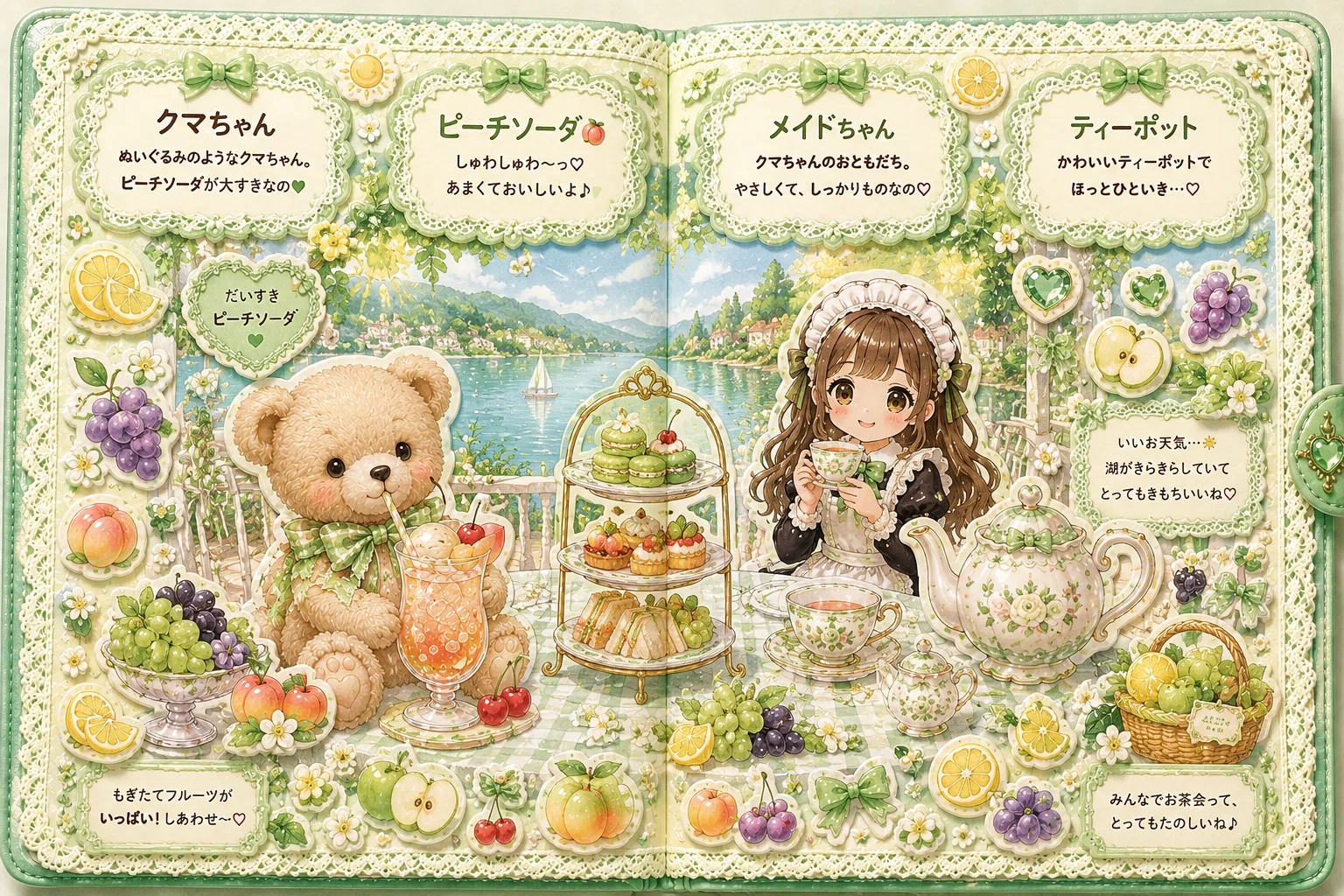 シール帖】クマちゃん🐻のお茶会😊🫖｜スイッチくん🐻😊 │ 自作LLMを