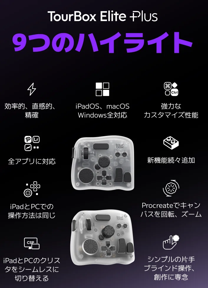 至高の左手デバイス：TourBox 4モデル【Elite Plus・Elite・NEO・Lite