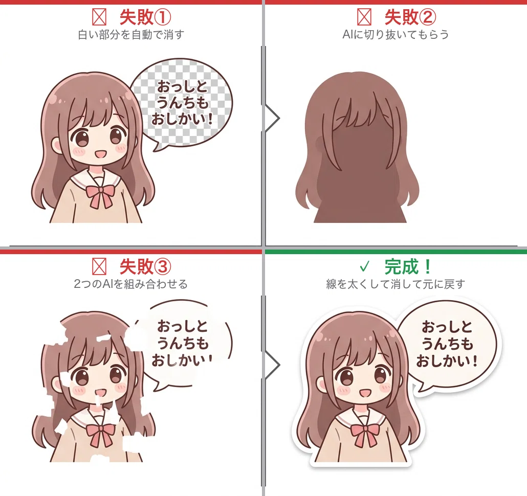 For those who can't make AI-generated LINE stickers transparent: 3 ...