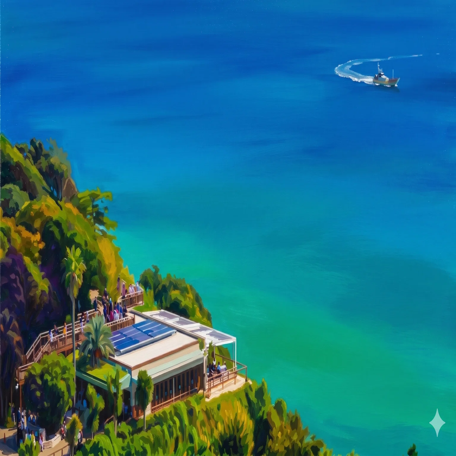 AI画像生成:002]アクリル画：江の島【黒の代替、風景の誤認】｜Ryoichi