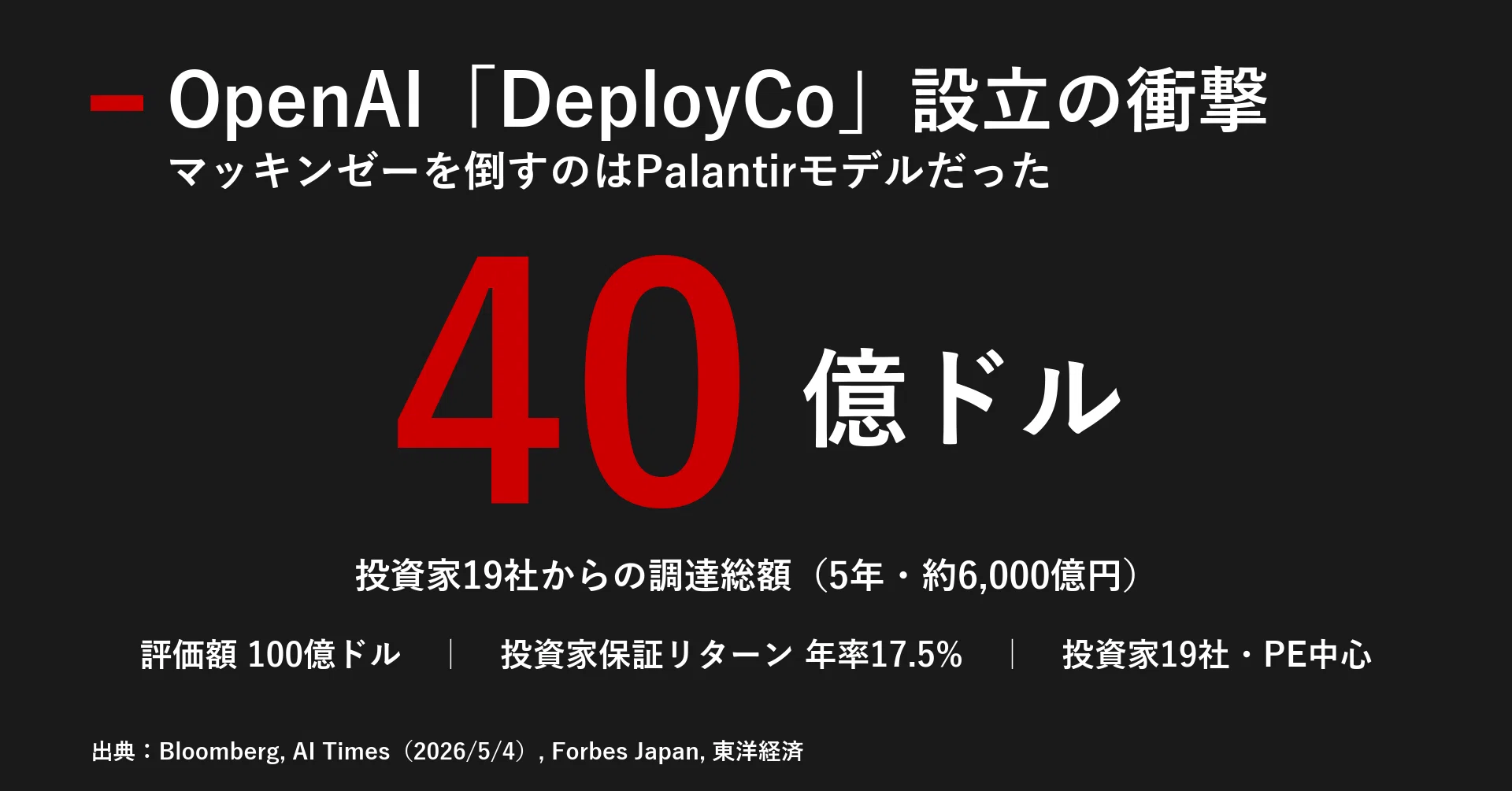 OpenAI「DeployCo」設立の衝撃 マッキンゼーを倒すのはPalantirモデル