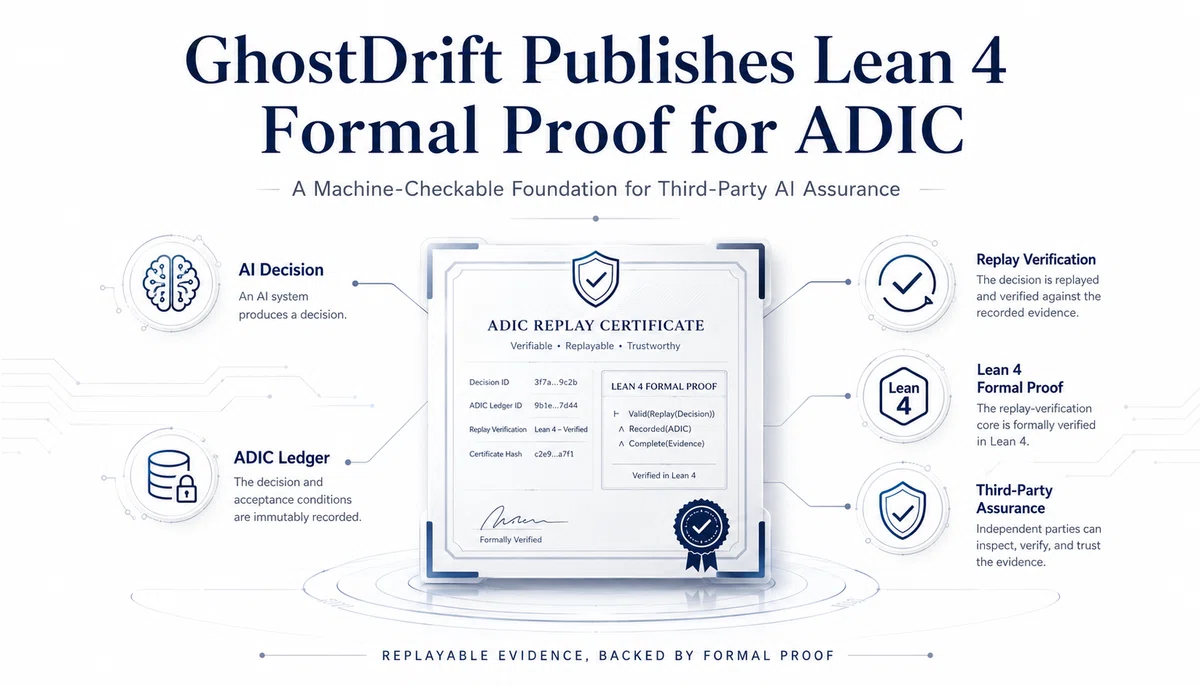 AI監査を「数学的に確認できる」ものへ——ADICのLean 4形式証明を公開しました｜株式会社GhostDrift数理研究所