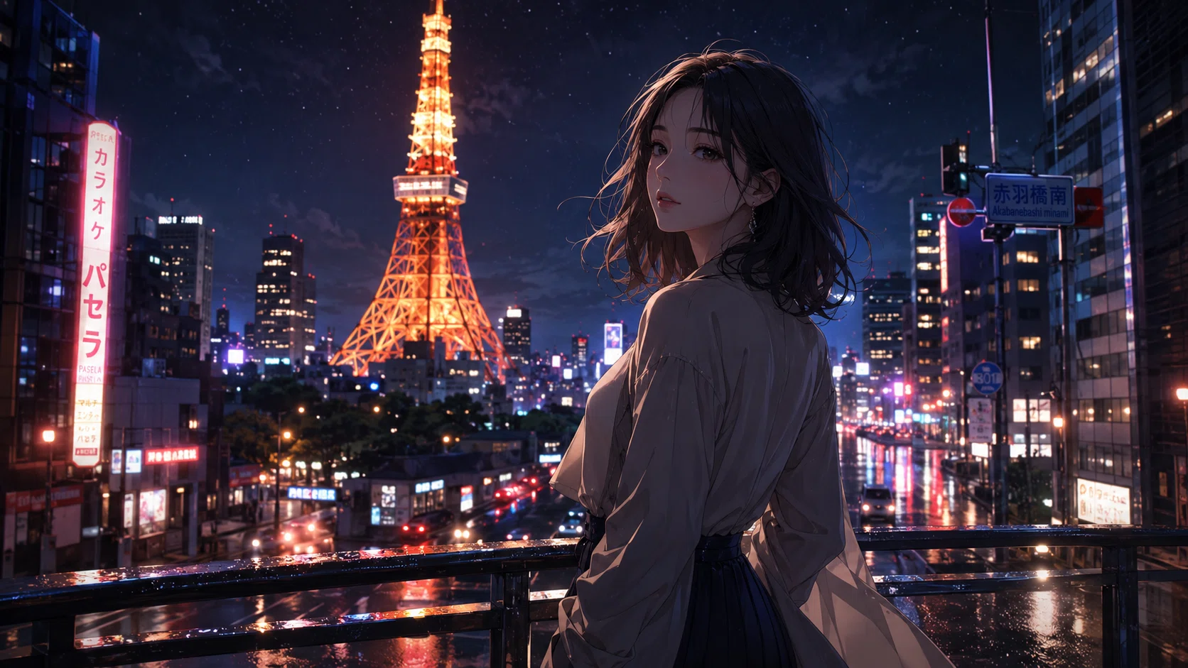 ChatGPT image2.0｜都会エモな夜景アニメイラスト｜プロンプト公開