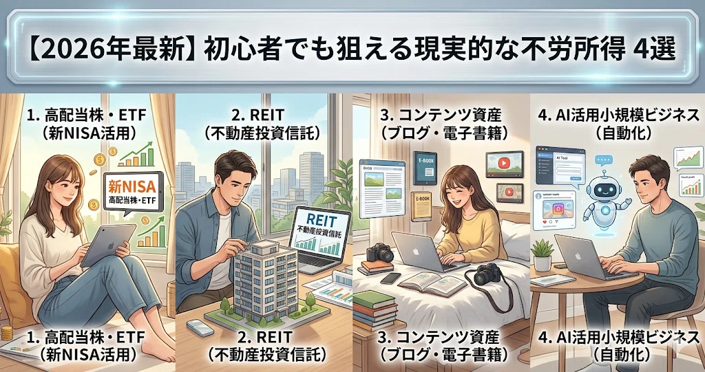 【2026年最新】初心者でも狙える現実的な不労所得 4選
