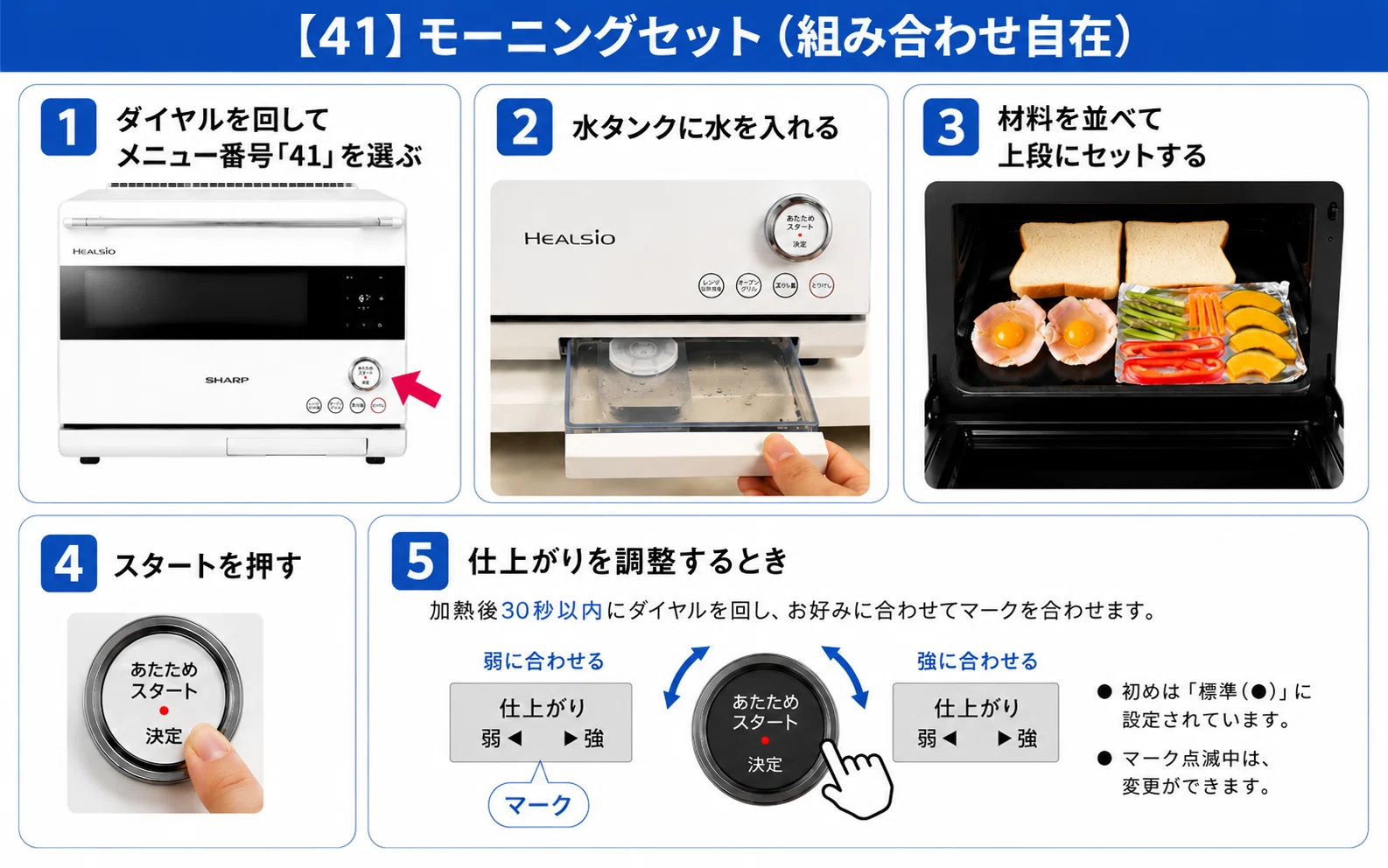 ヘルシオ】41モーニングセット｜迷わない使い方覚書｜AX-RS1B｜ホット