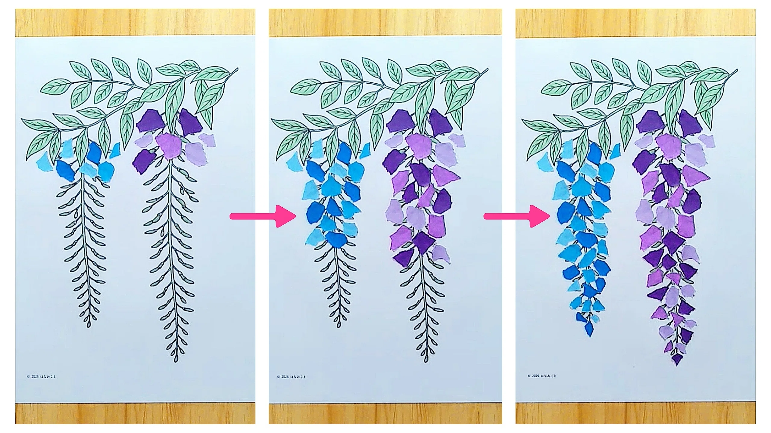 下絵・見本】藤の花☆ちぎり絵・壁面飾り｜はなみこと