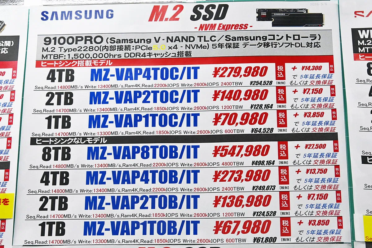 値段交渉⭕️Samsung 8GB PC4 衝撃】SSDが「宝石」になった！？Samsungの価格が300%アップで55万円