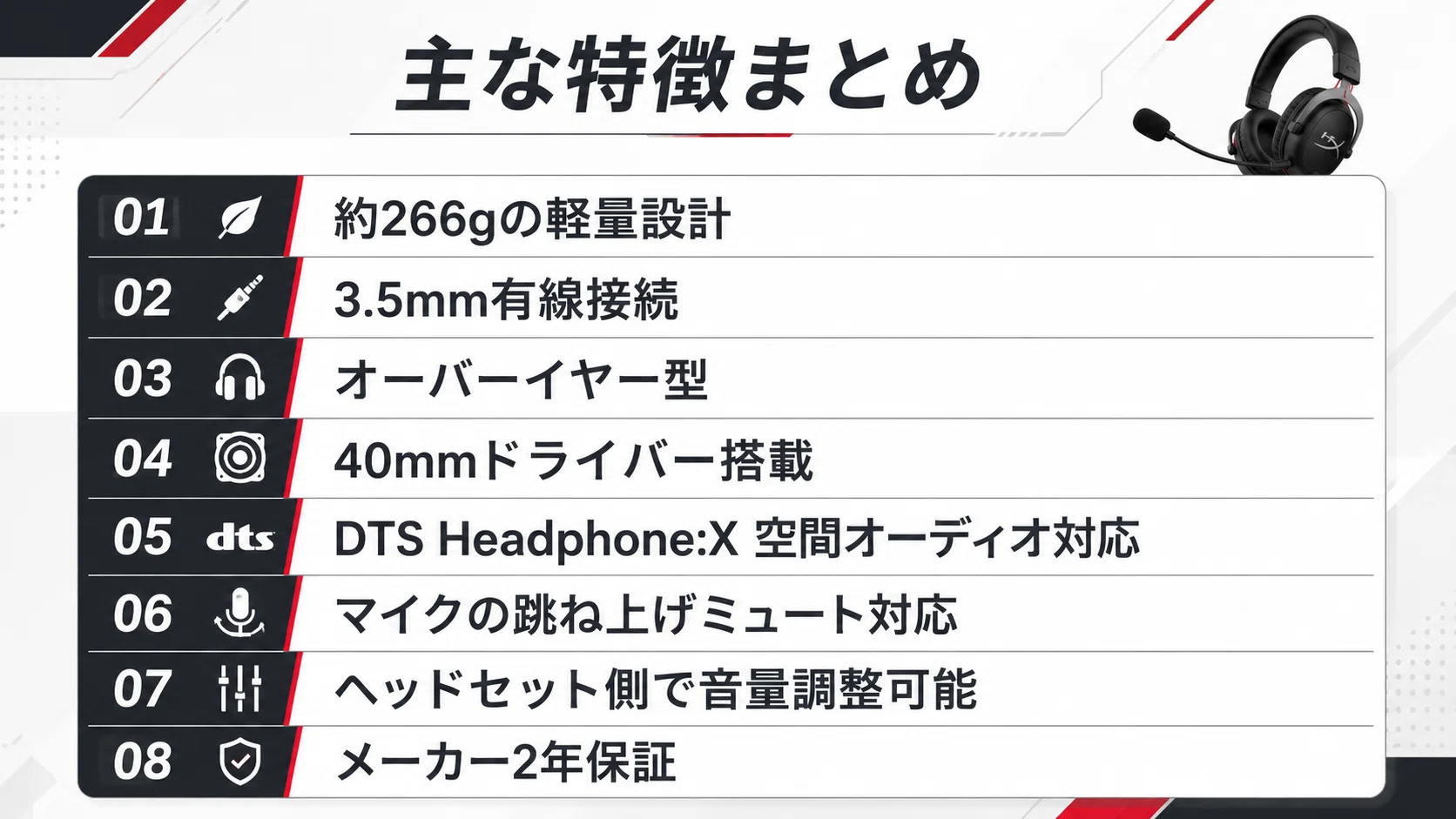 ゲーミング ヘッド セット PC対応 266g 軽量 DTS オーディオ ゲーミングPC用ヘッドセットはどれがいい？HyperX Cloud Stinger 2