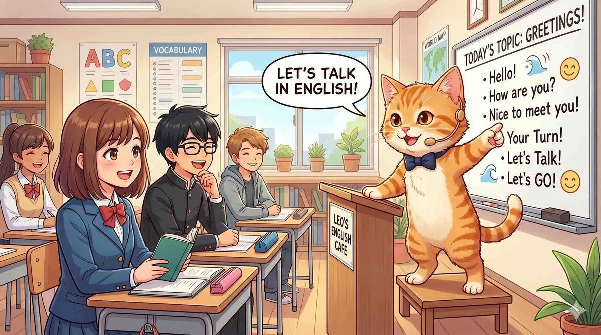 英会話の主導権を握る子ネコ