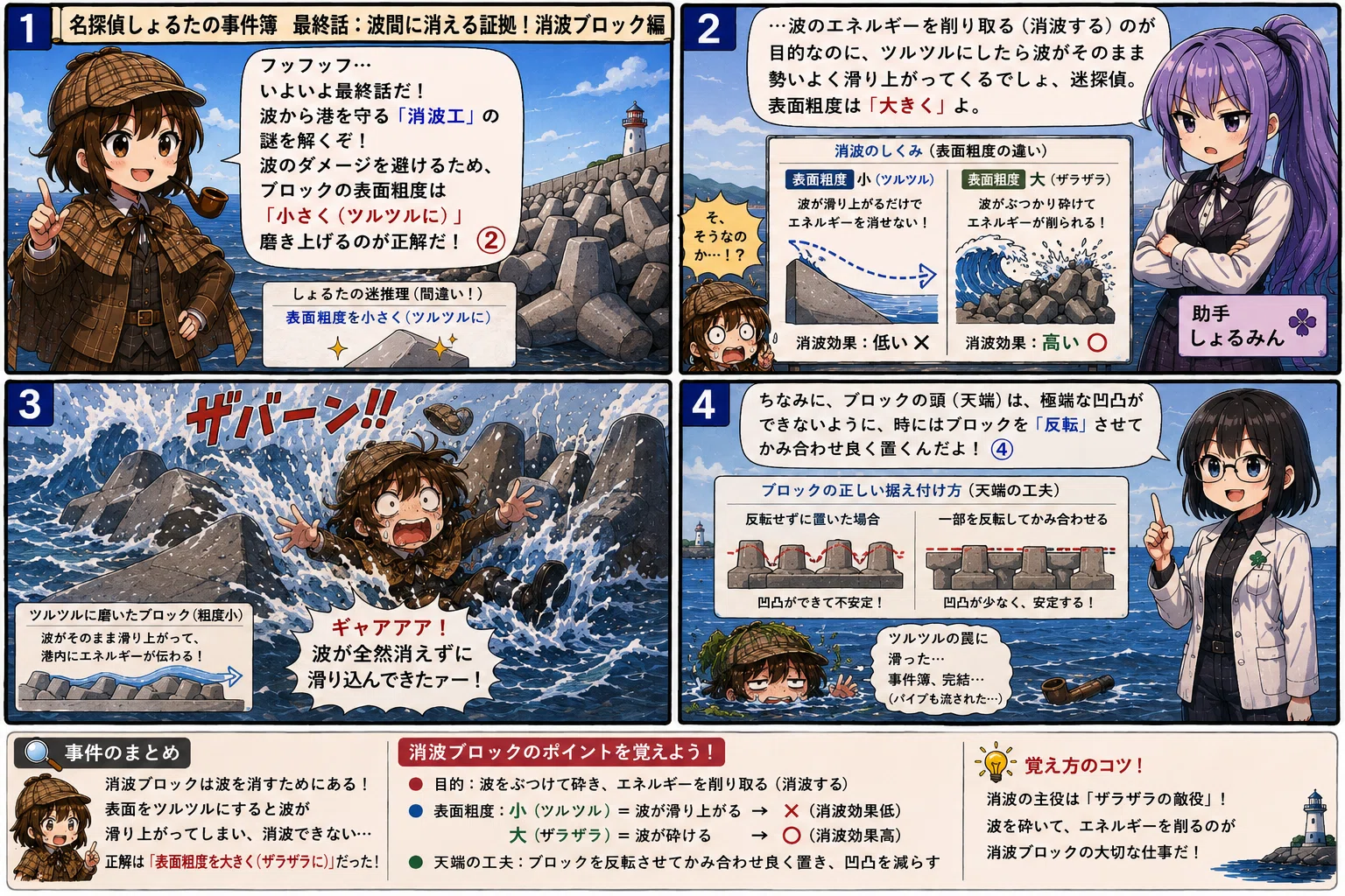 4コマでわかれ！1級土木施工管理検定】名探偵しょるたの事件簿 港湾⑤