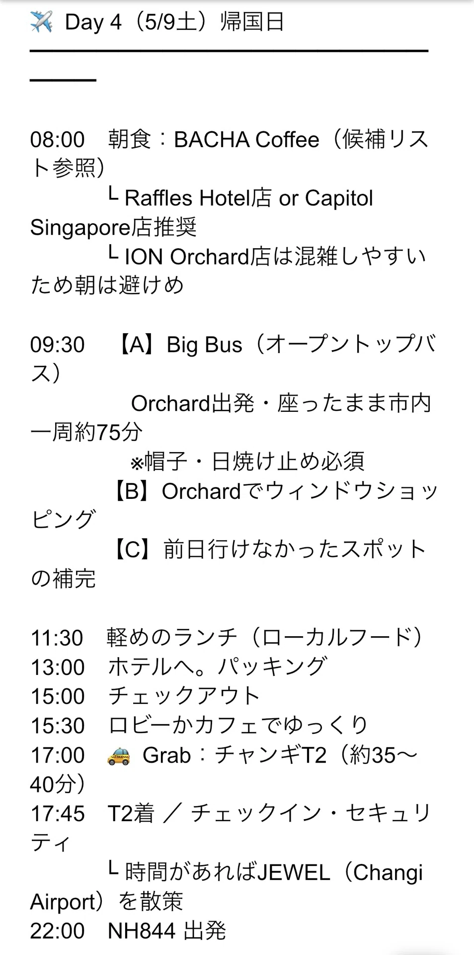 【速報】母娘旅。久しぶりのシンガポールから帰国しました!〜30年の時を超えて「答え合わせ」計画表を公開〜|Sora | 大人のひとり旅術