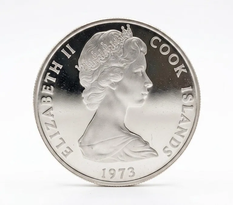 至高の鏡面】1973年クック諸島エリザベス2世戴冠20周年記念2ドル銀貨の