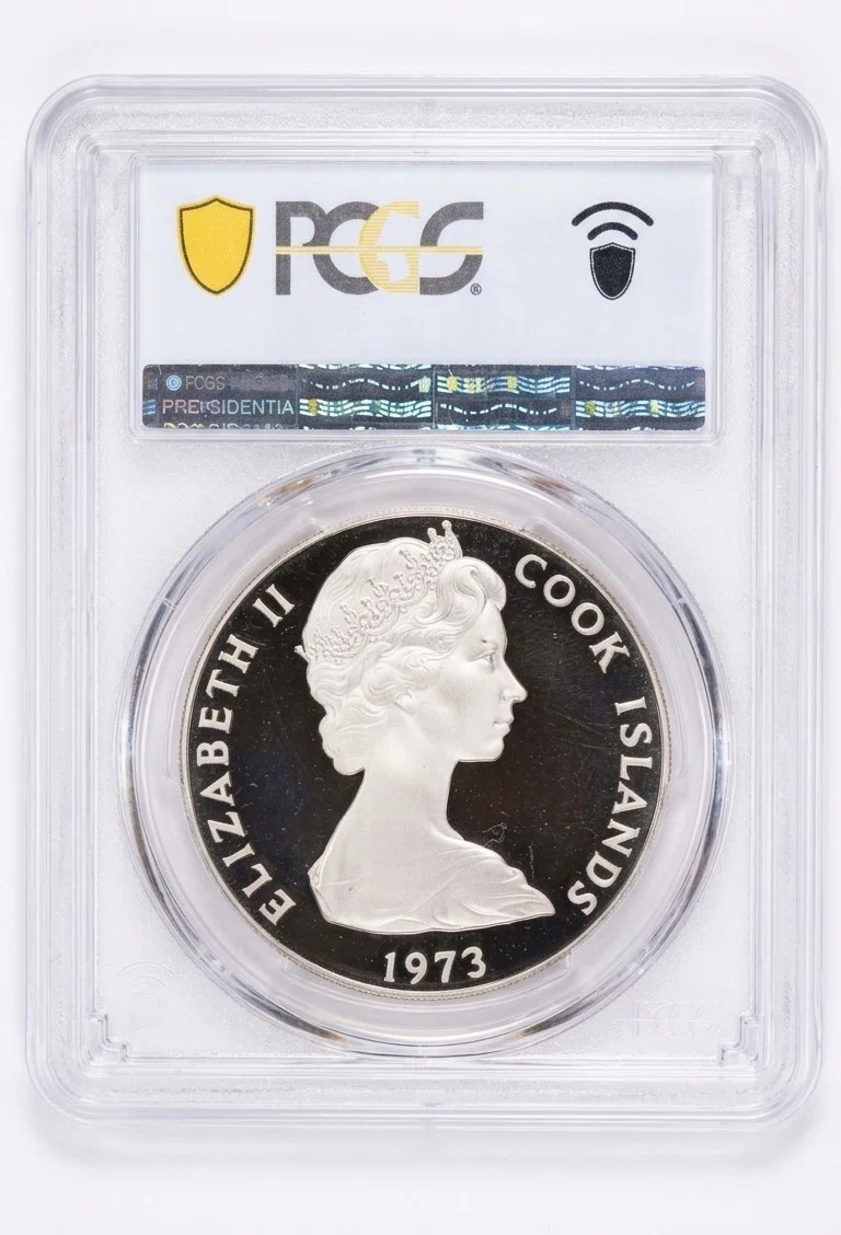 至高の鏡面】1973年クック諸島エリザベス2世戴冠20周年記念2ドル銀貨の