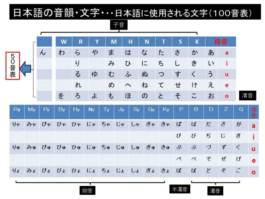 日本語＝母音」の