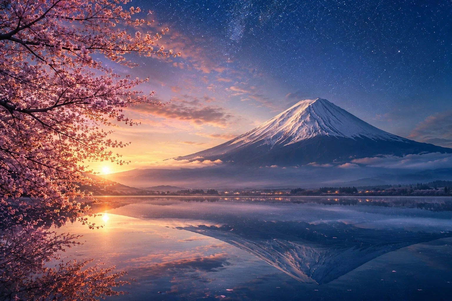 星残るころ AI桜富士山｜GANDEAUX（がんどうあつし）