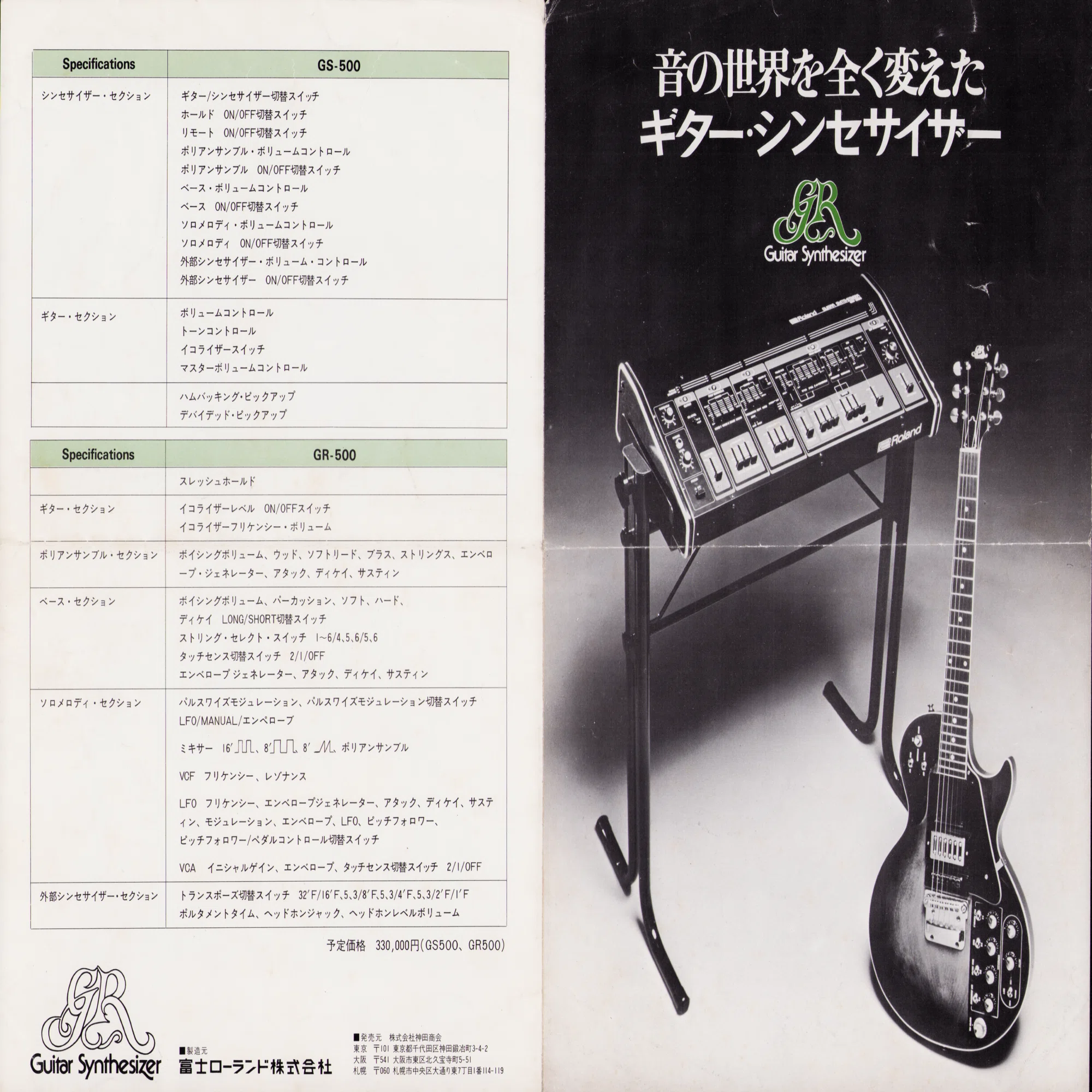 t*n様 Roland GR-30 ギターシンセサイザー【ピックアップ・説明書C 16：で、Roland のギターシンセ GR-500 の話｜安西史孝の色々な記事
