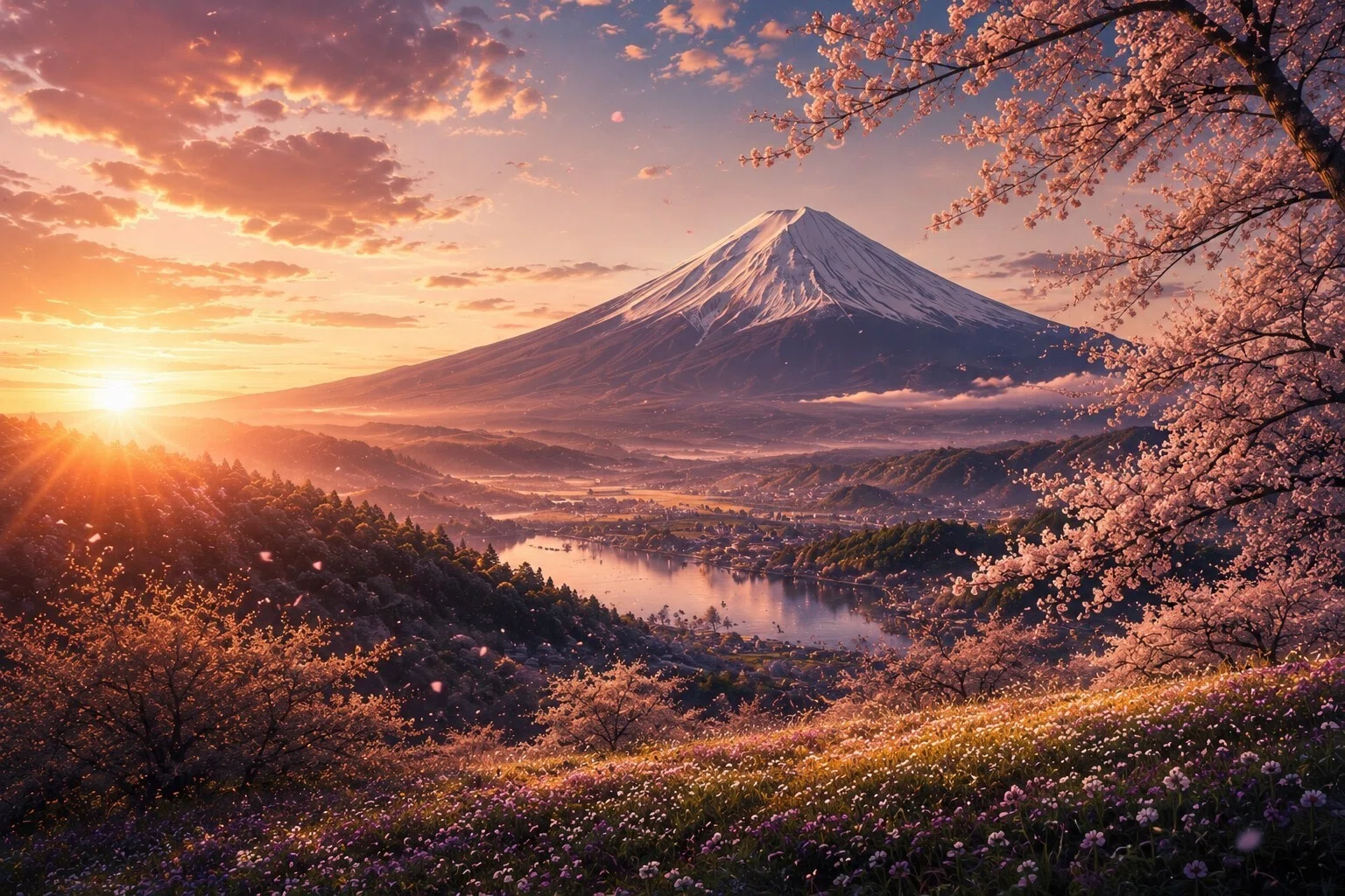 眺め AI桜富士山風景画｜GANDEAUX（がんどうあつし）