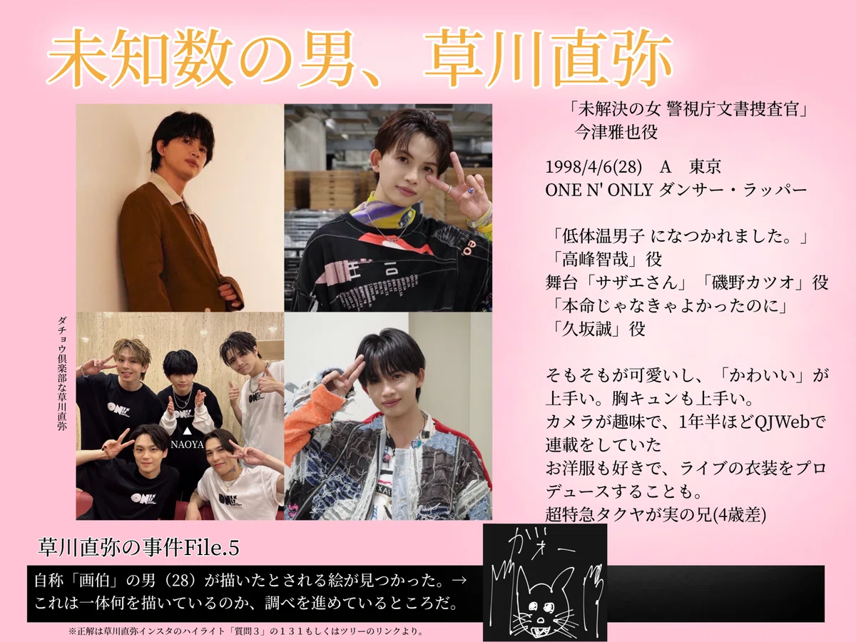 ONE N' ONLY、草川直弥 紹介シート｜さしみ