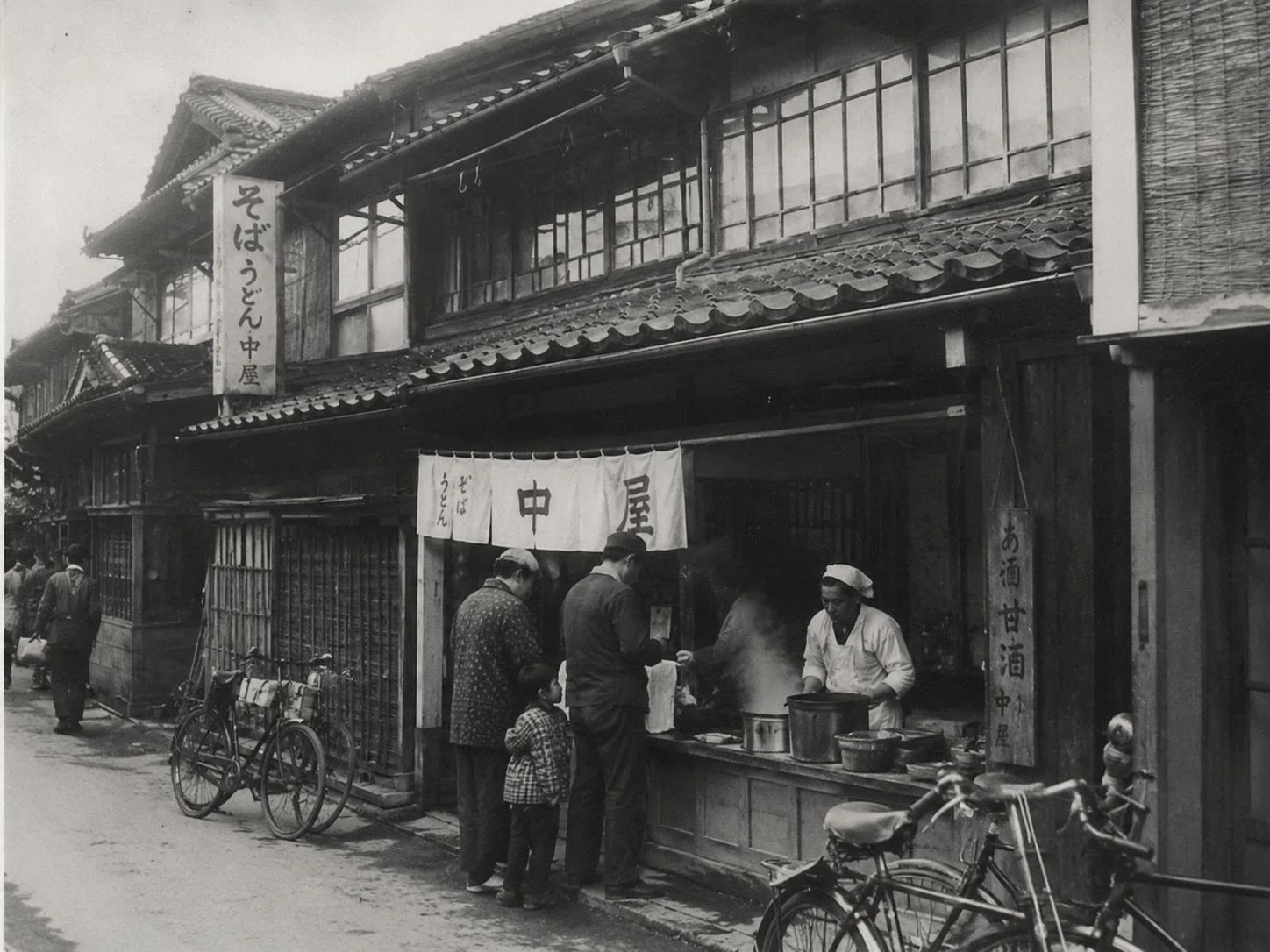 昭和の思い出、懐かしい、白黒写真、 金沢、昭和20年代、AI画像、78歳